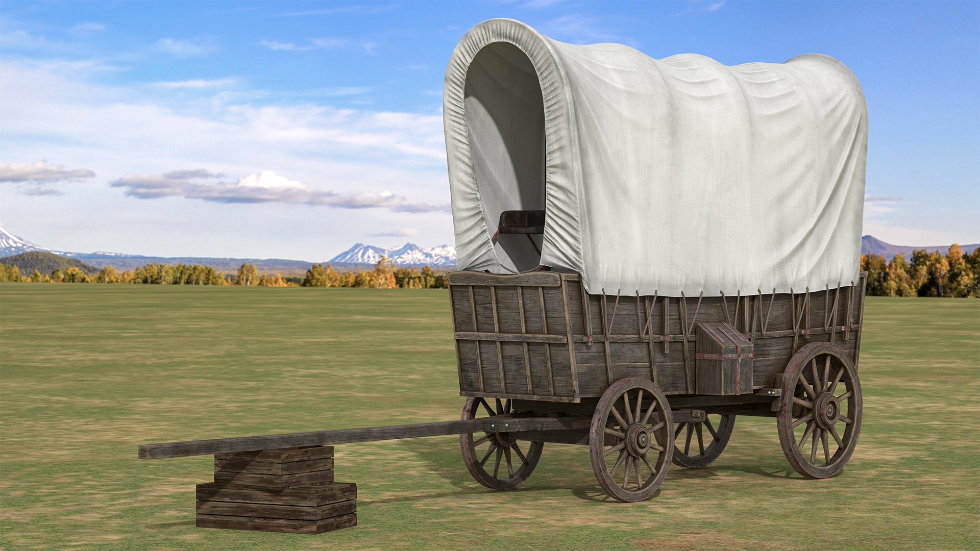 Covered Wagon Old 3D