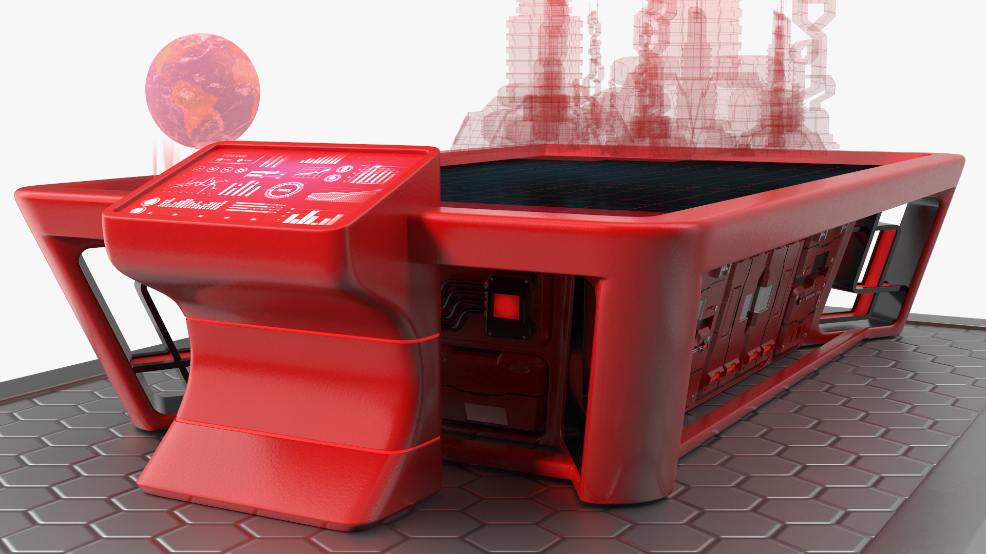 3D model Futuristic Table Red