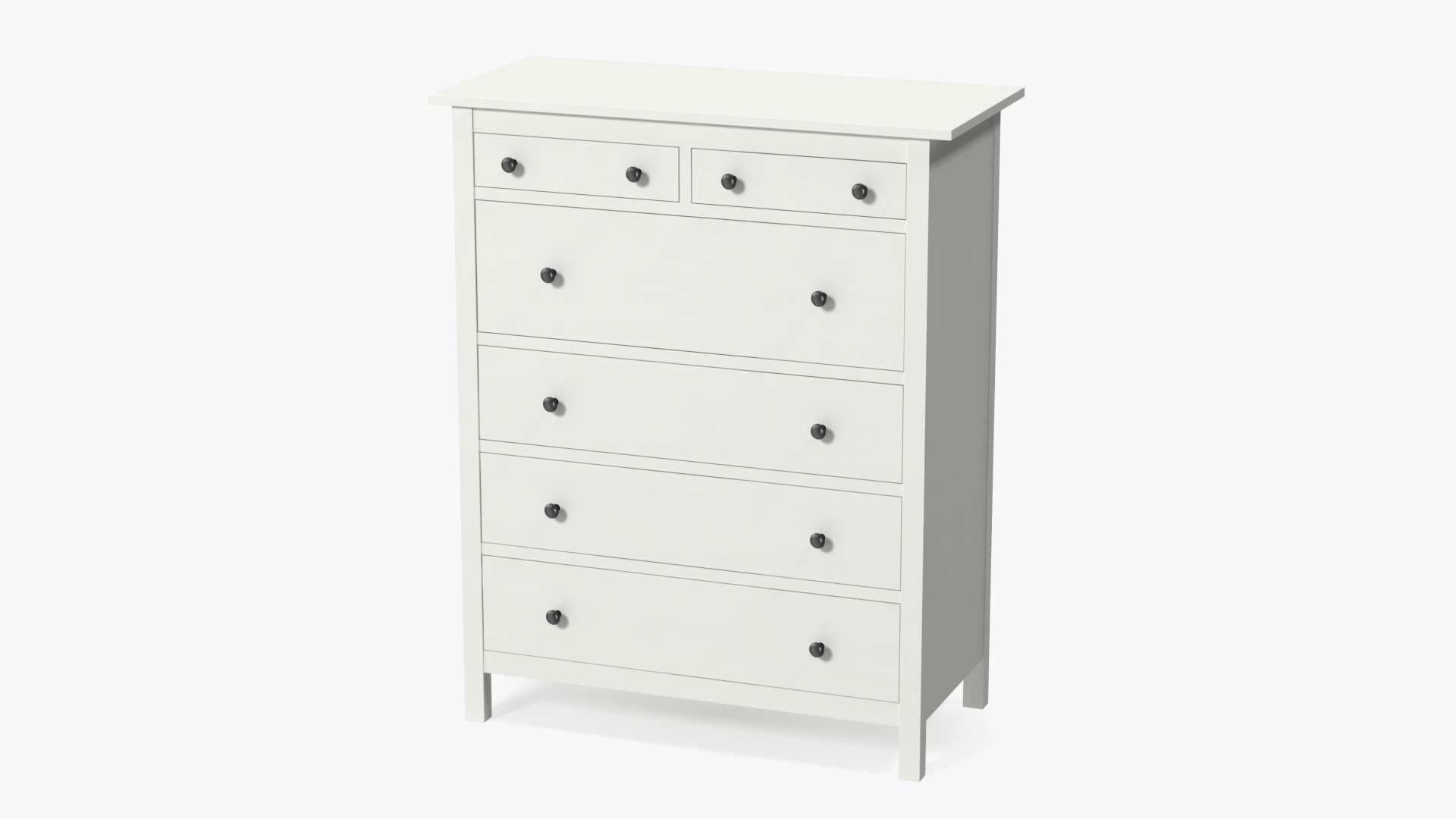 White Hemnes 6 Drawer Ikea Chest 3D