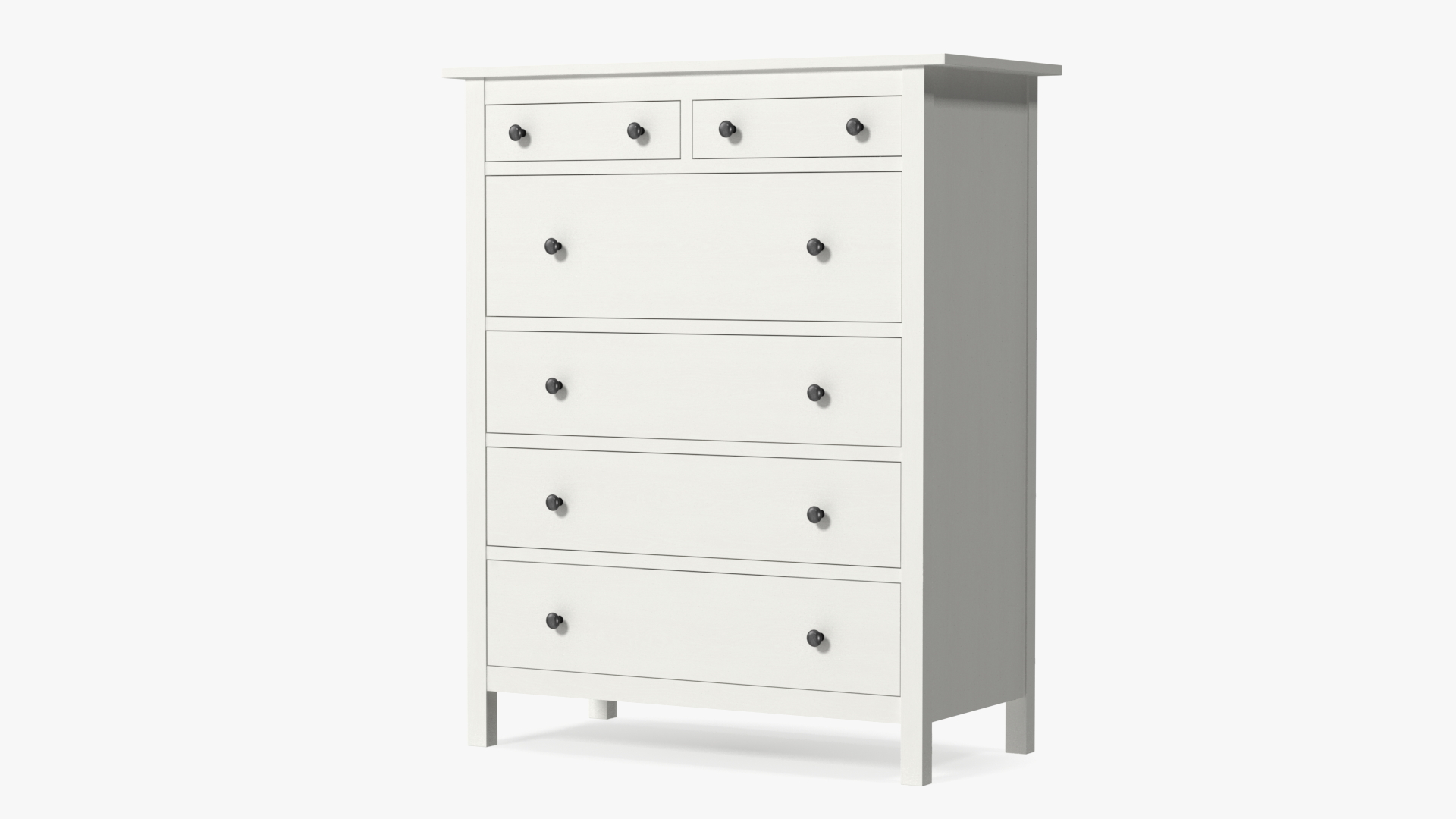 White Hemnes 6 Drawer Ikea Chest 3D