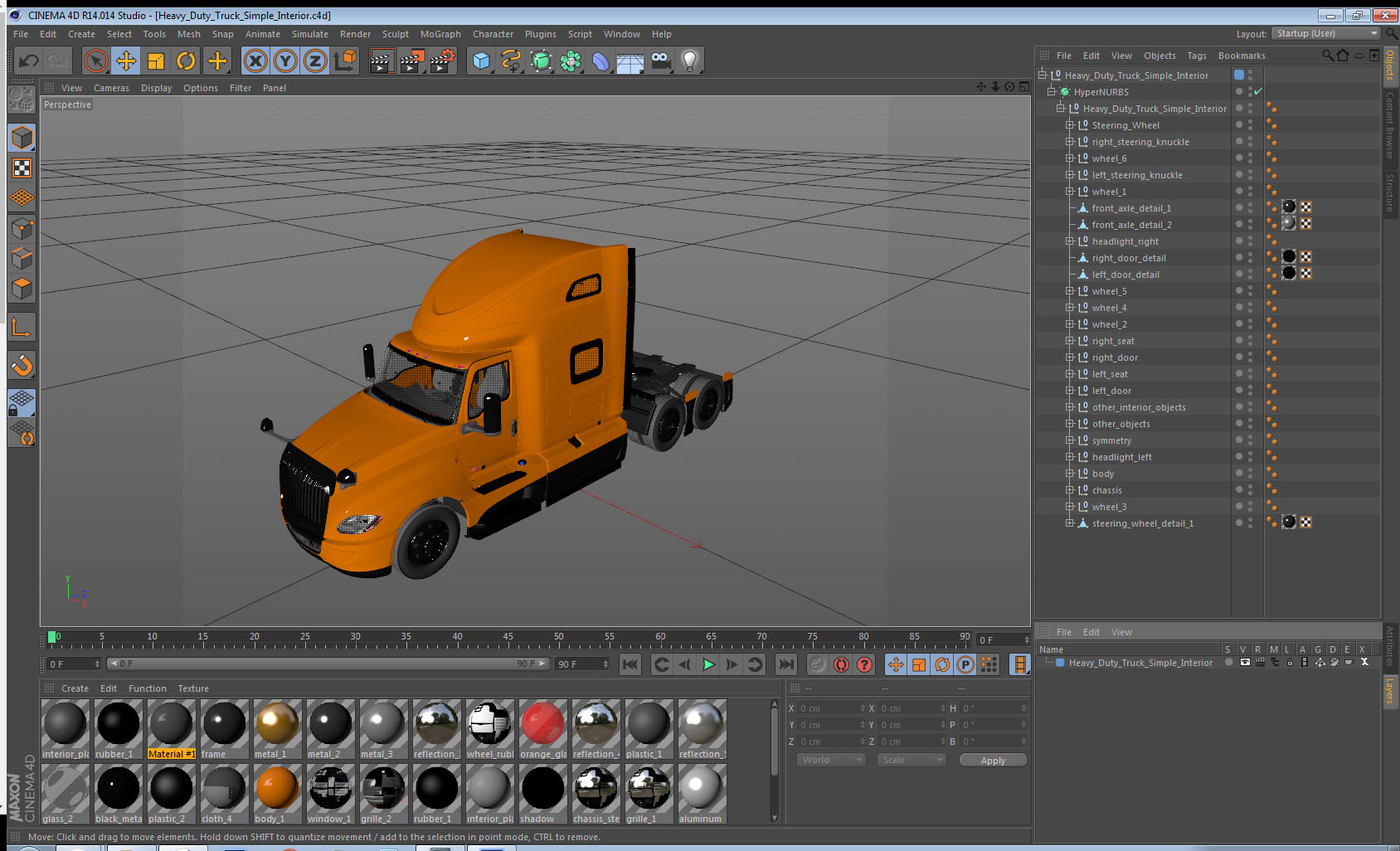 Heavy Duty Truck Simple Interior 3D