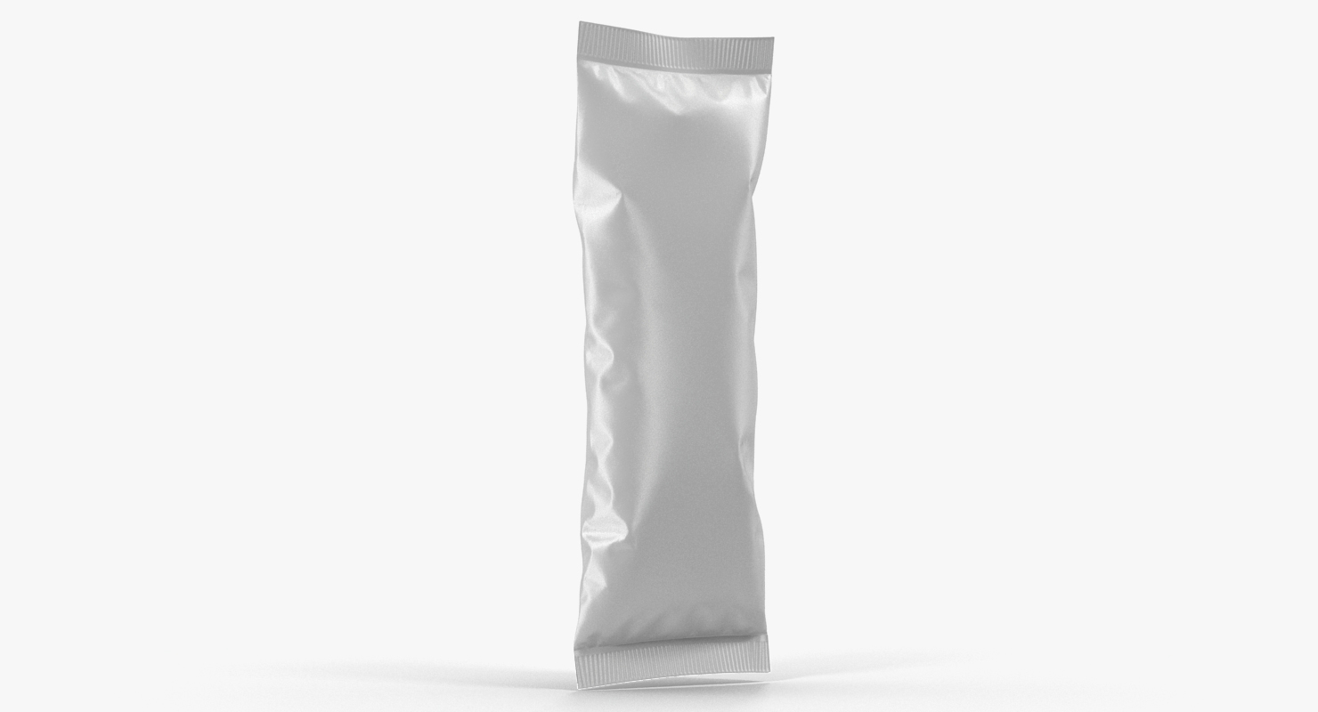 3D Small White Blank Plastic foil Food Package model