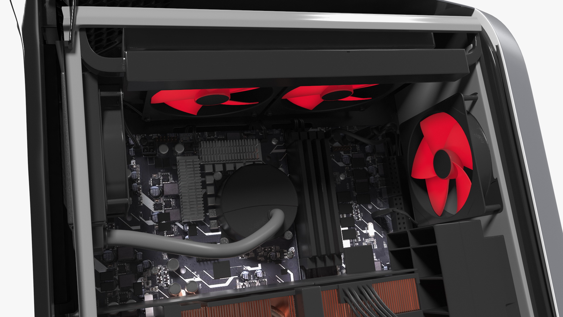 Liquid Cooled Gaming Desktop Red 3D