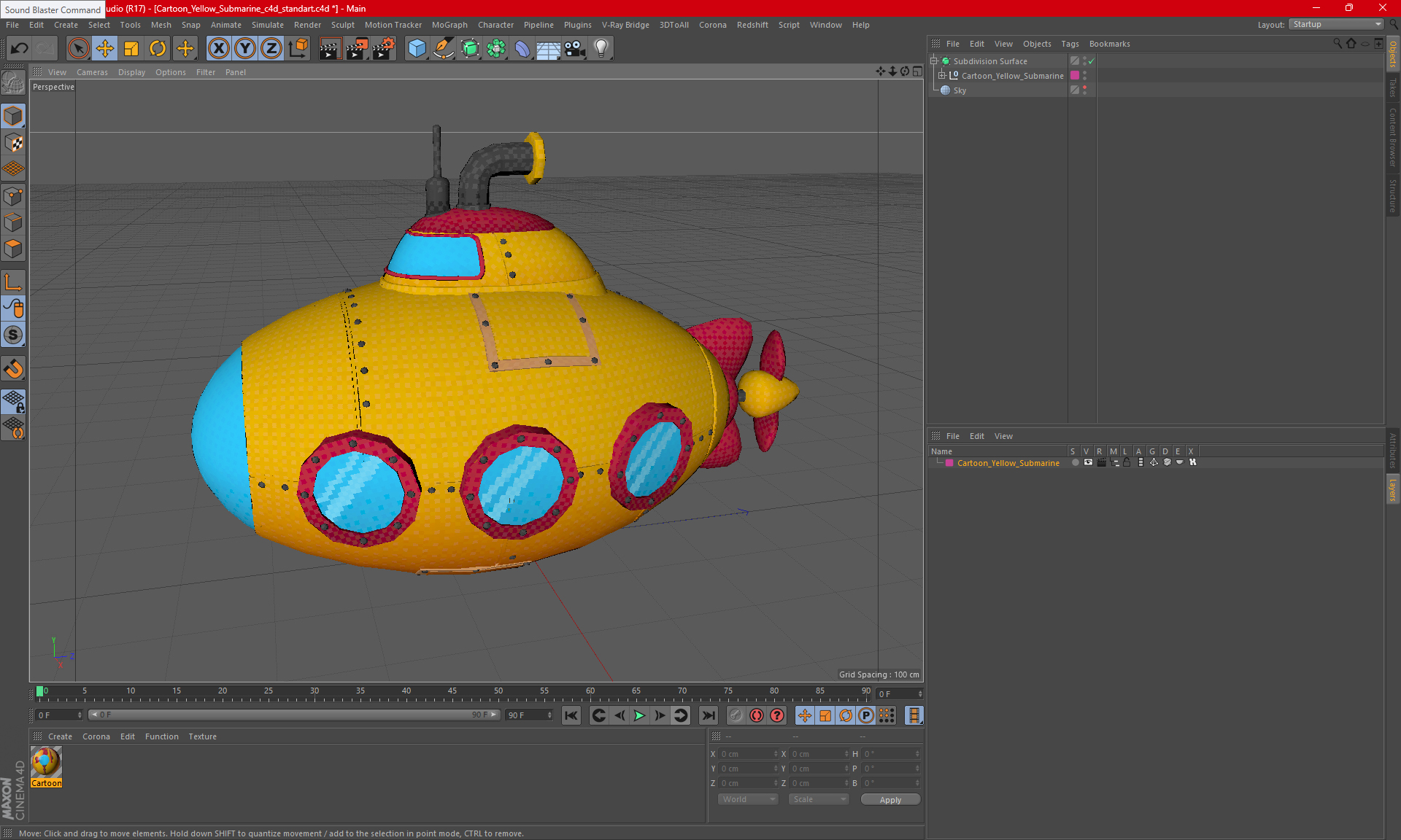 Cartoon Yellow Submarine 3D model