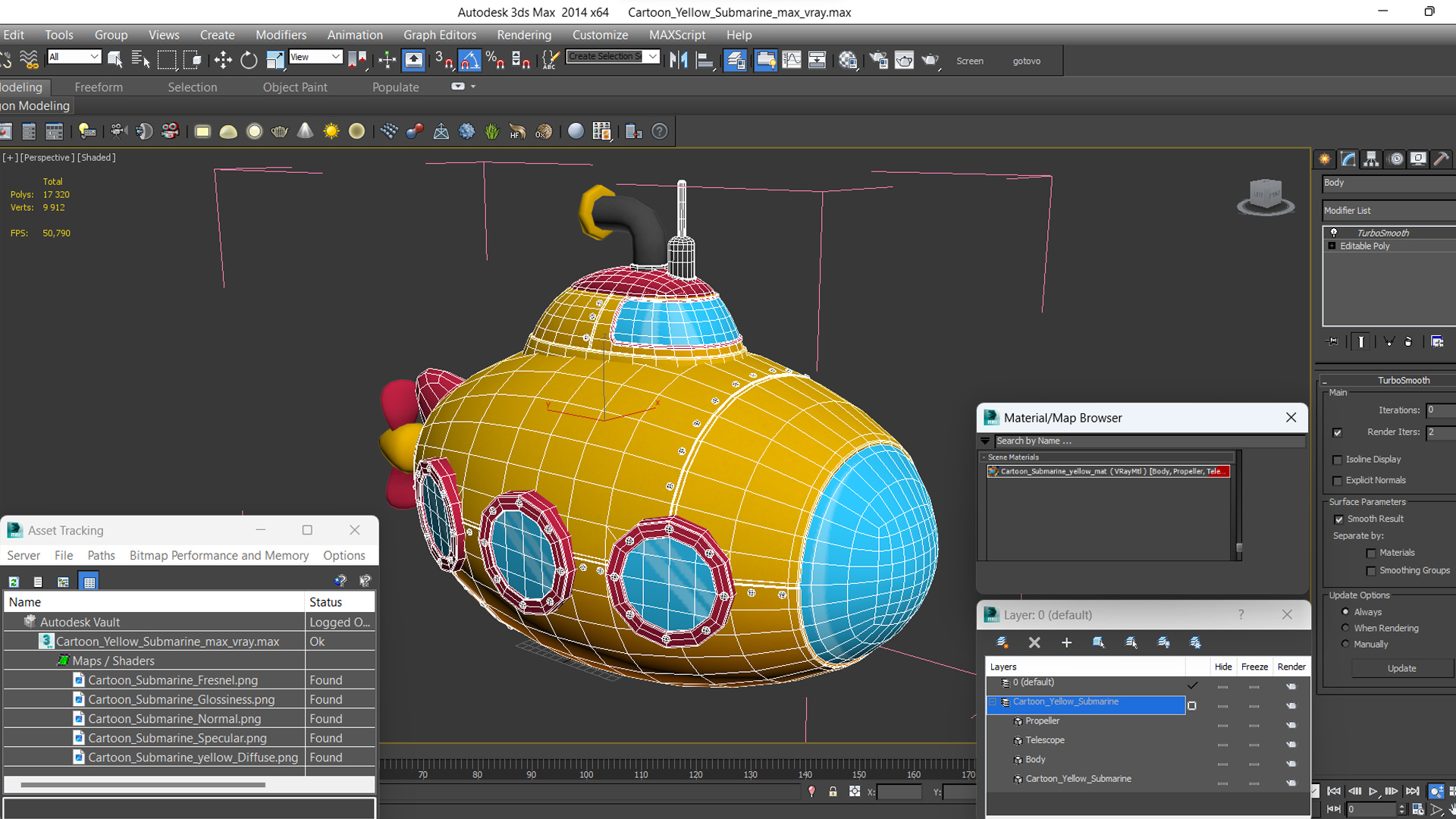Cartoon Yellow Submarine 3D model