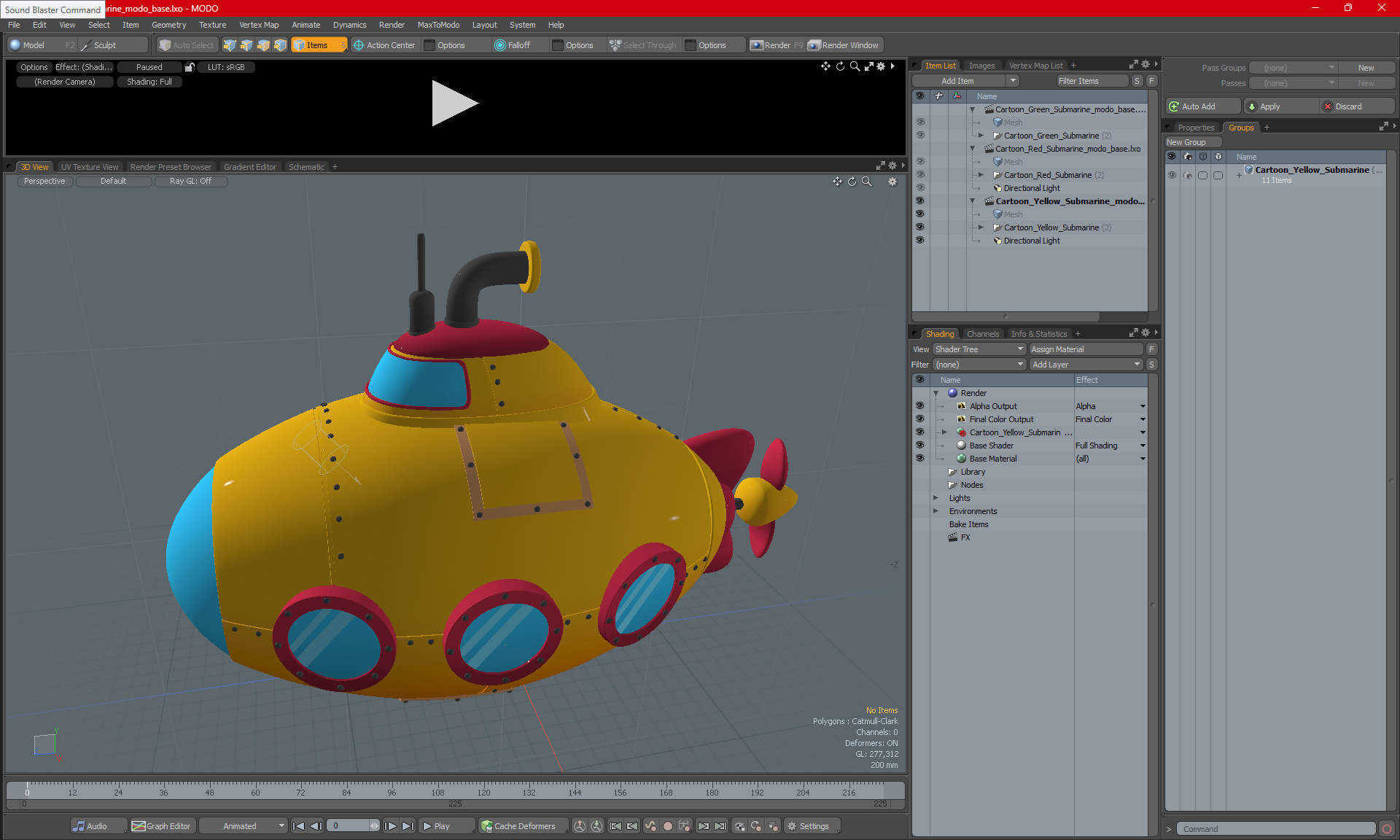 Cartoon Yellow Submarine 3D model