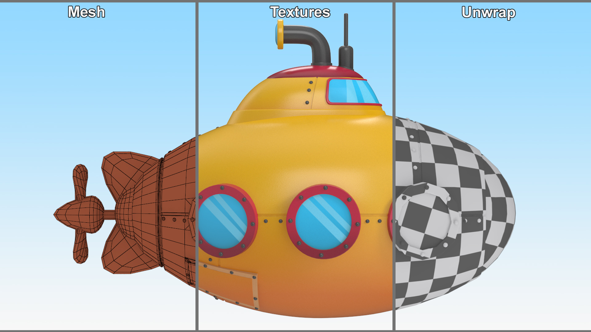 Cartoon Yellow Submarine 3D model