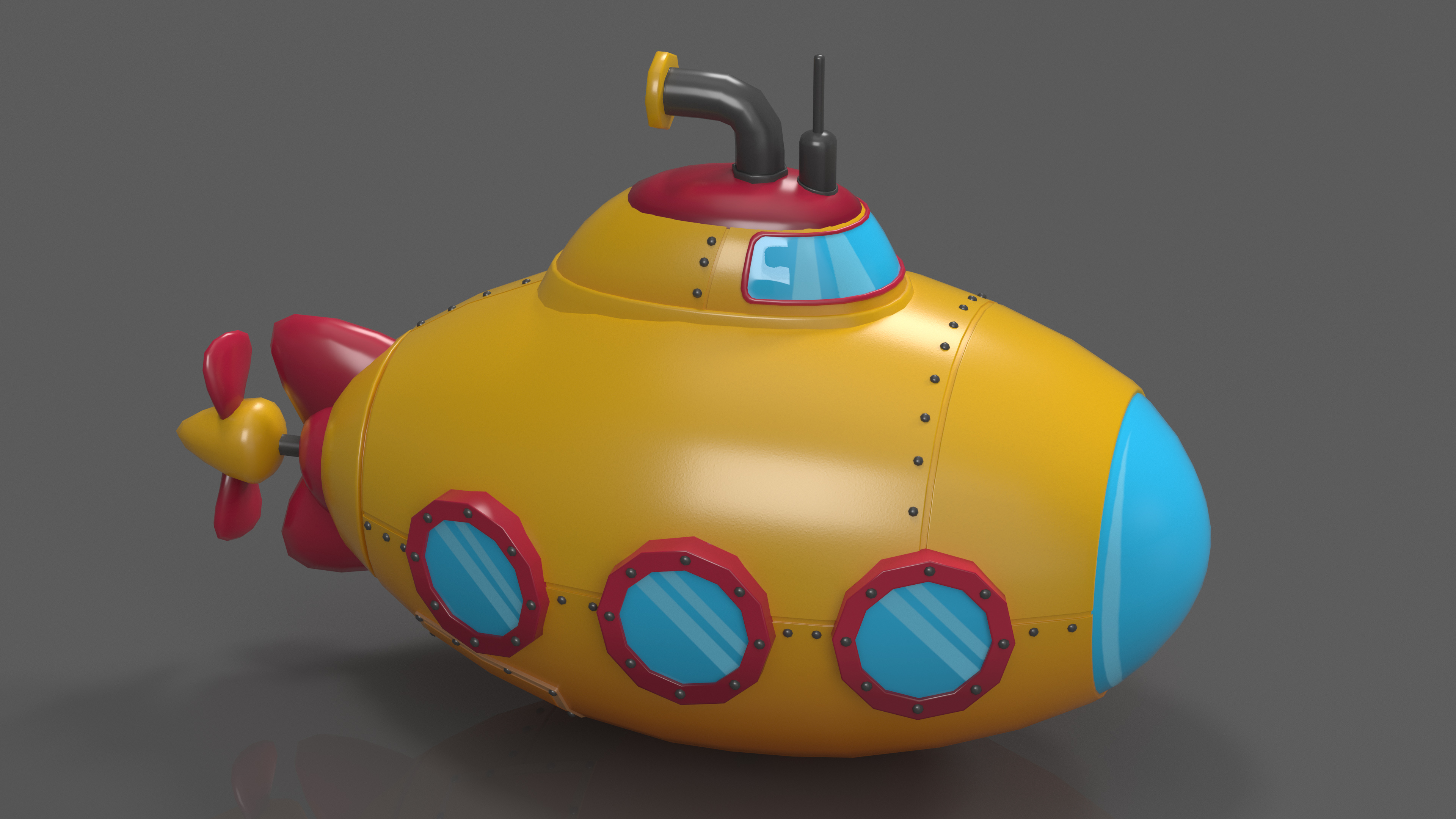 Cartoon Yellow Submarine 3D model