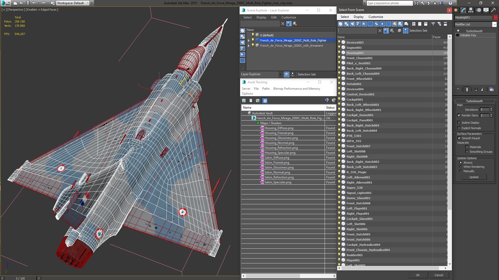 3D French Air Force Mirage 2000C Multi Role Fighter model