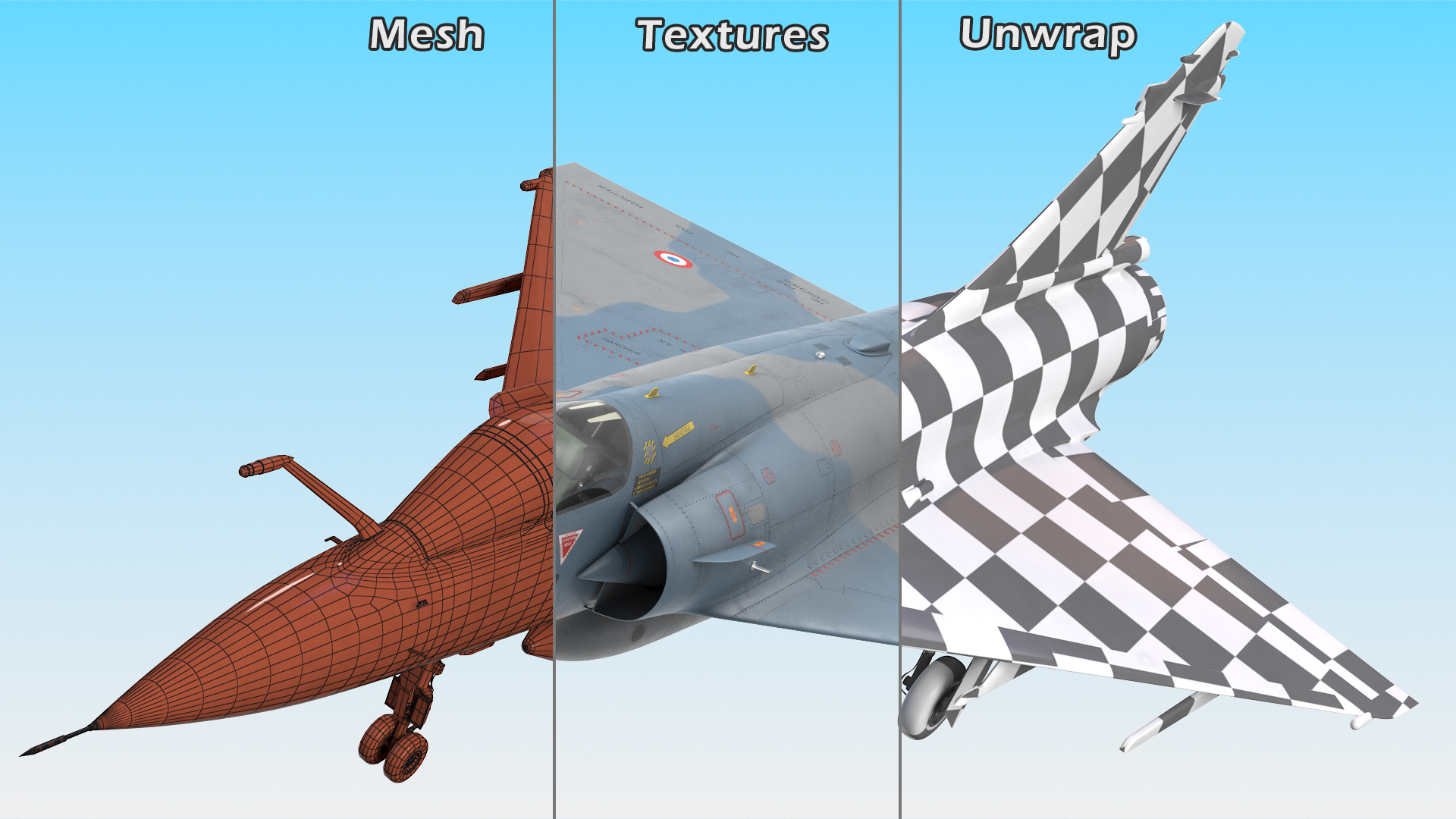 3D French Air Force Mirage 2000C Multi Role Fighter model