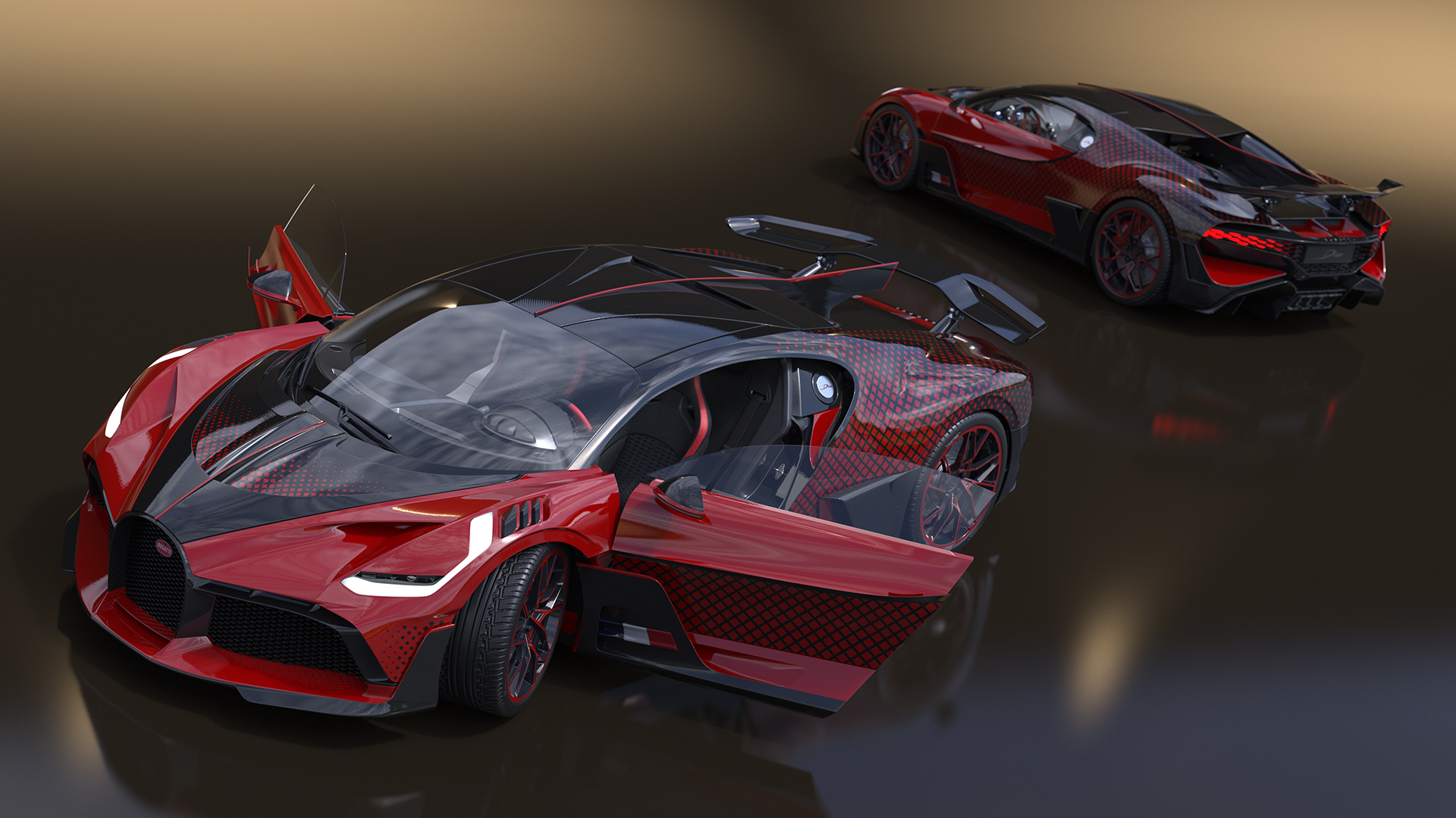 3D Bugatti Divo Lady Bug Rigged model