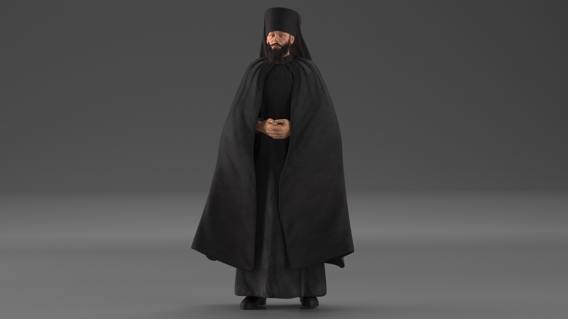 3D Monk of Orthodox Church Fully Dressed Standing
