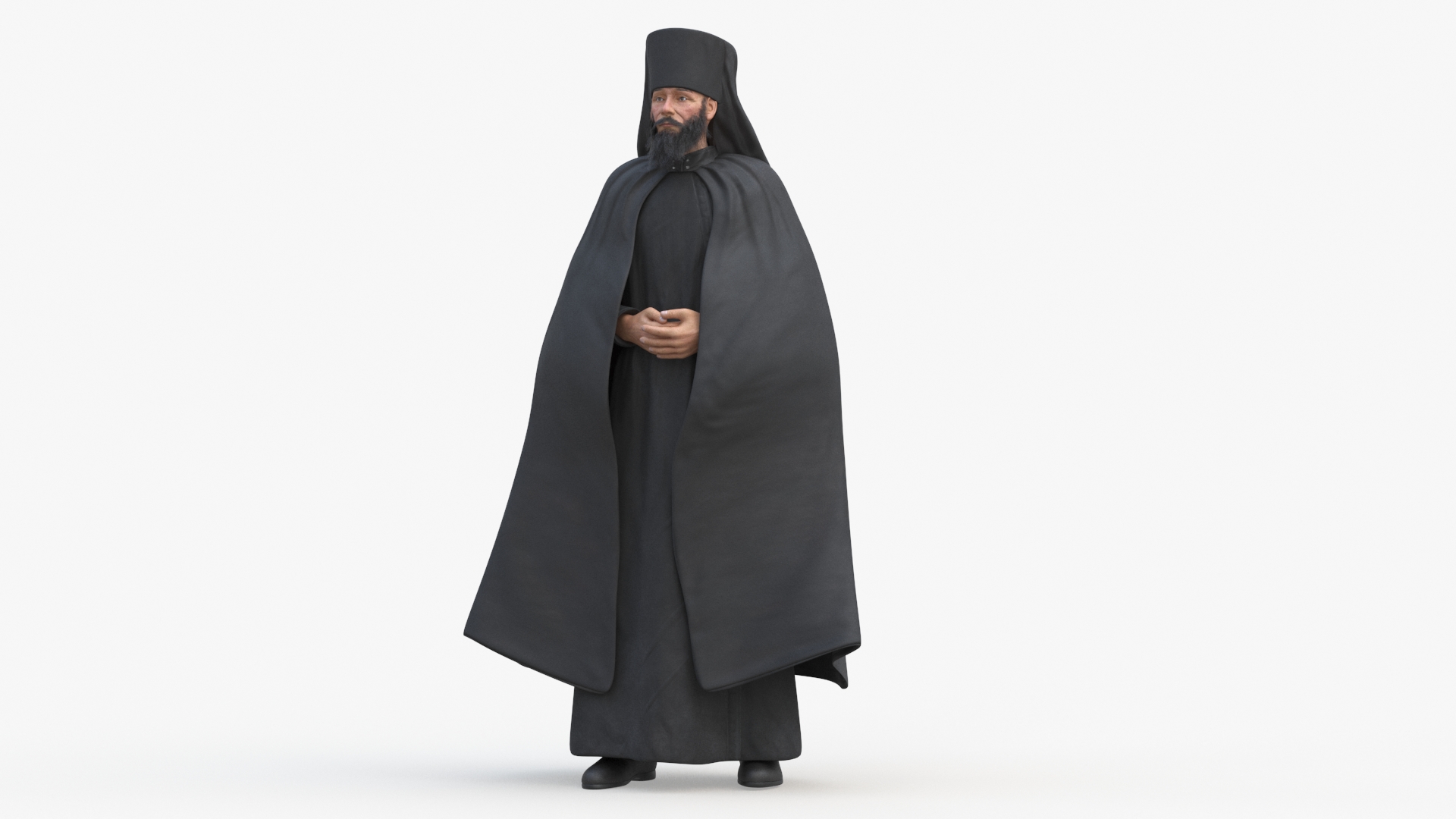 3D Monk of Orthodox Church Fully Dressed Standing