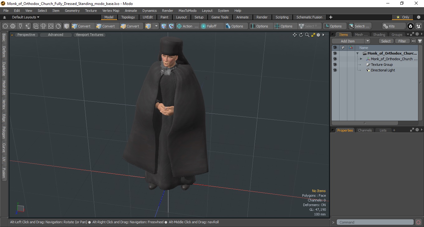3D Monk of Orthodox Church Fully Dressed Standing
