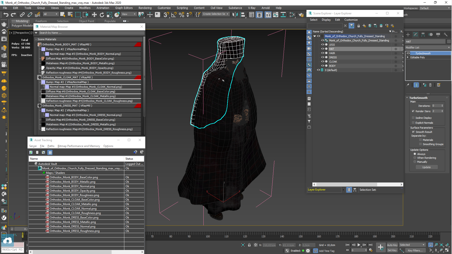 3D Monk of Orthodox Church Fully Dressed Standing