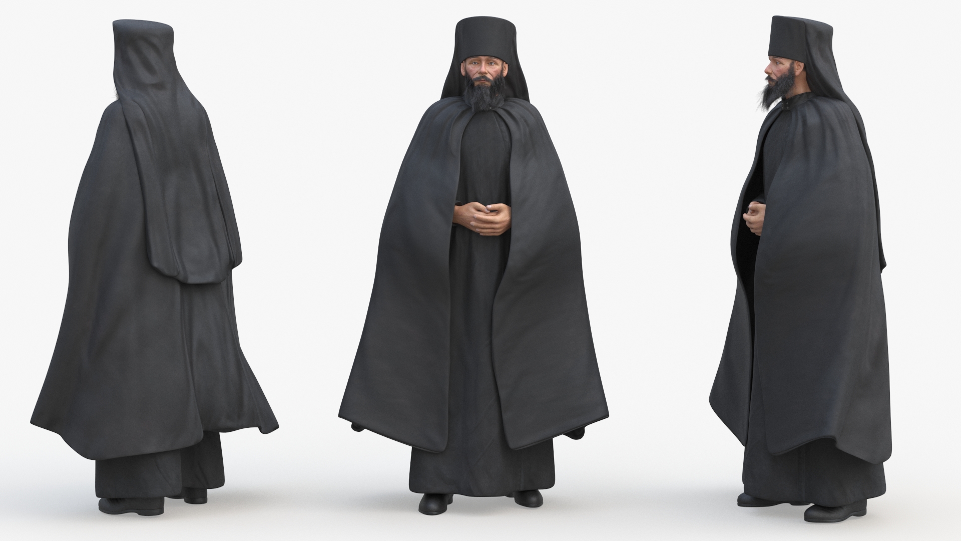 3D Monk of Orthodox Church Fully Dressed Standing