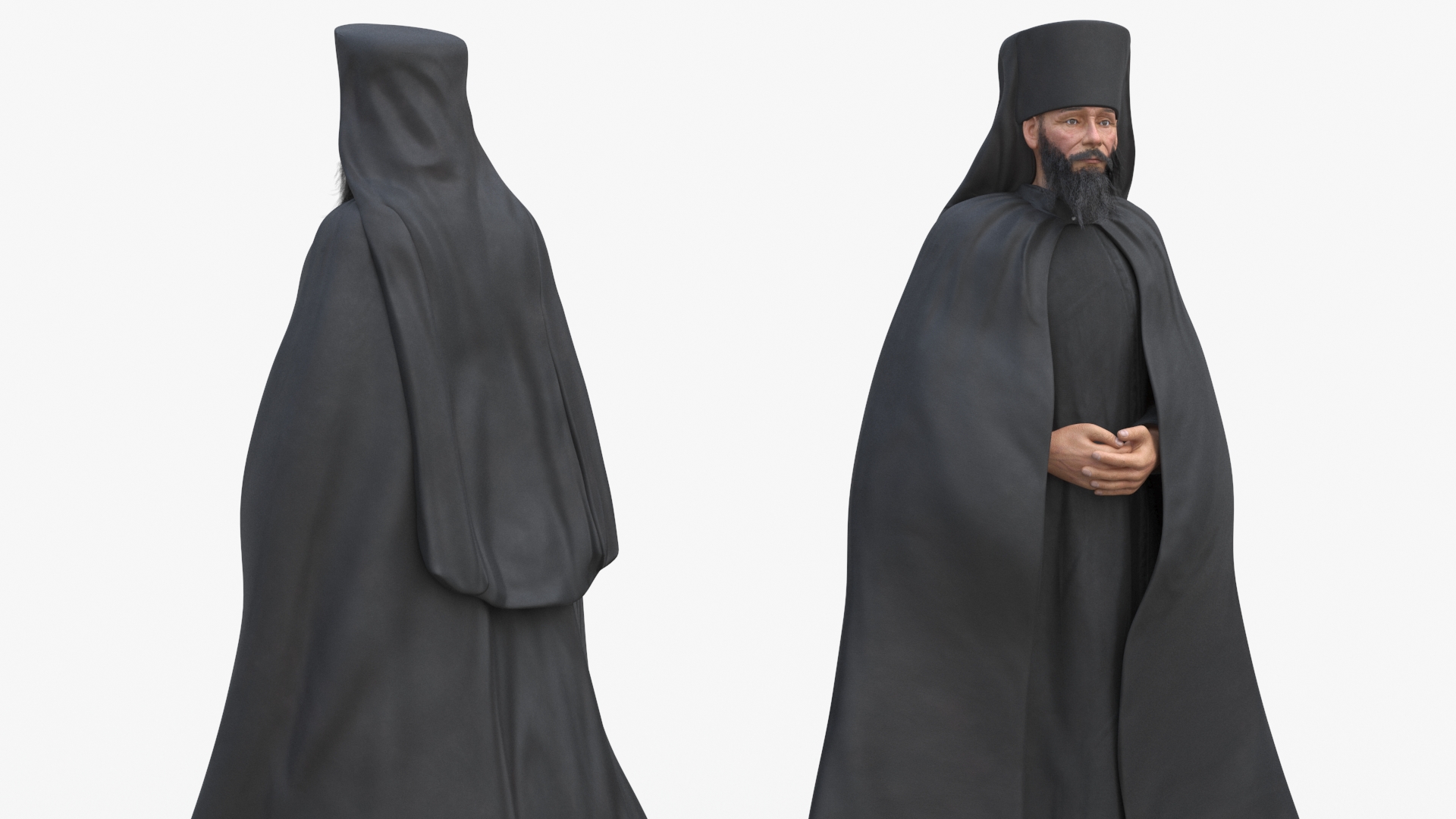 3D Monk of Orthodox Church Fully Dressed Standing