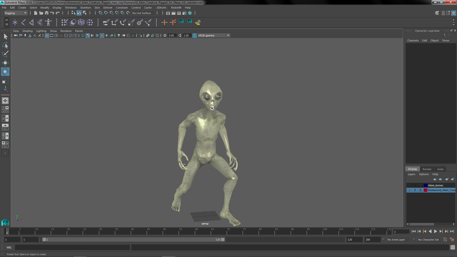 3D model Humanoid Alien Creature Rigged