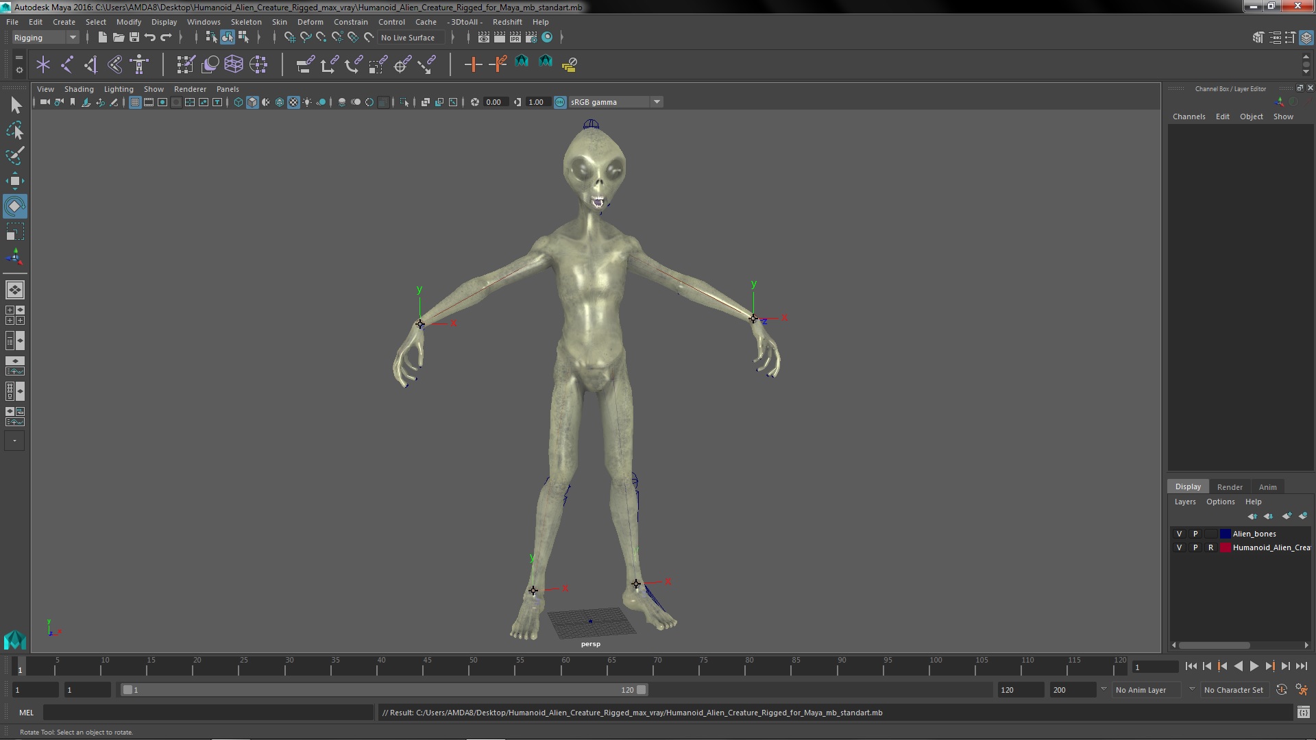 3D model Humanoid Alien Creature Rigged