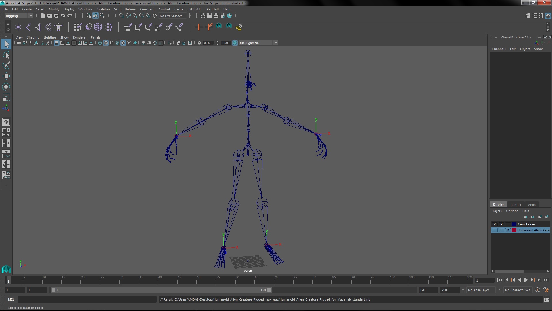 3D model Humanoid Alien Creature Rigged
