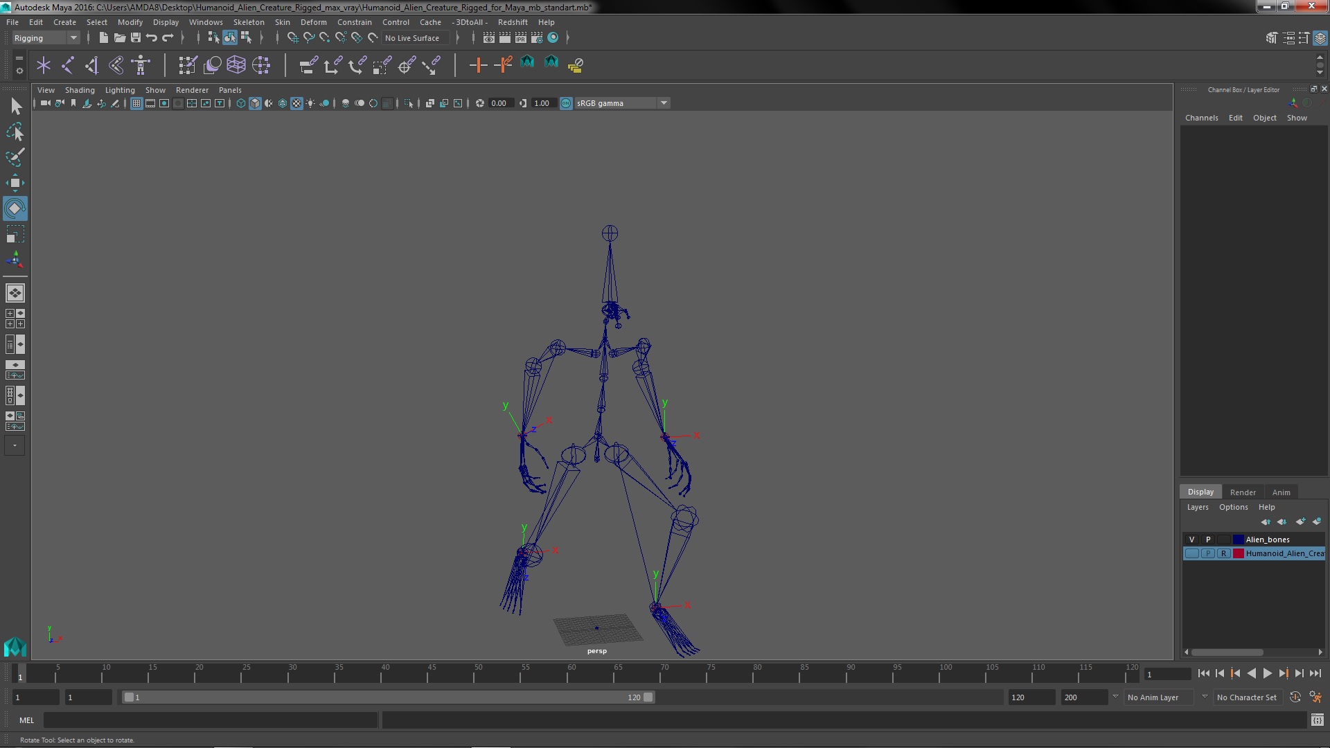 3D model Humanoid Alien Creature Rigged