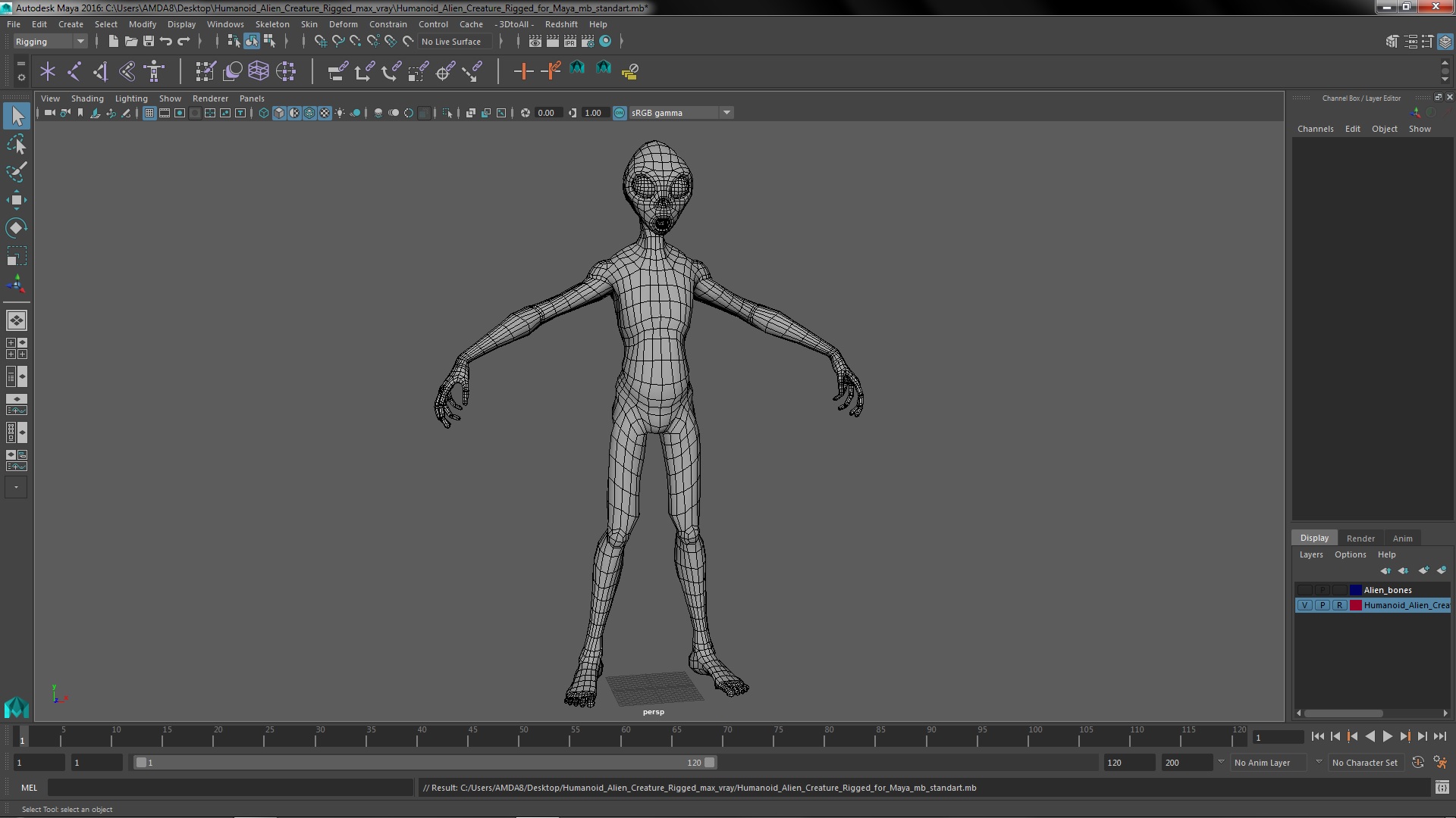 3D model Humanoid Alien Creature Rigged