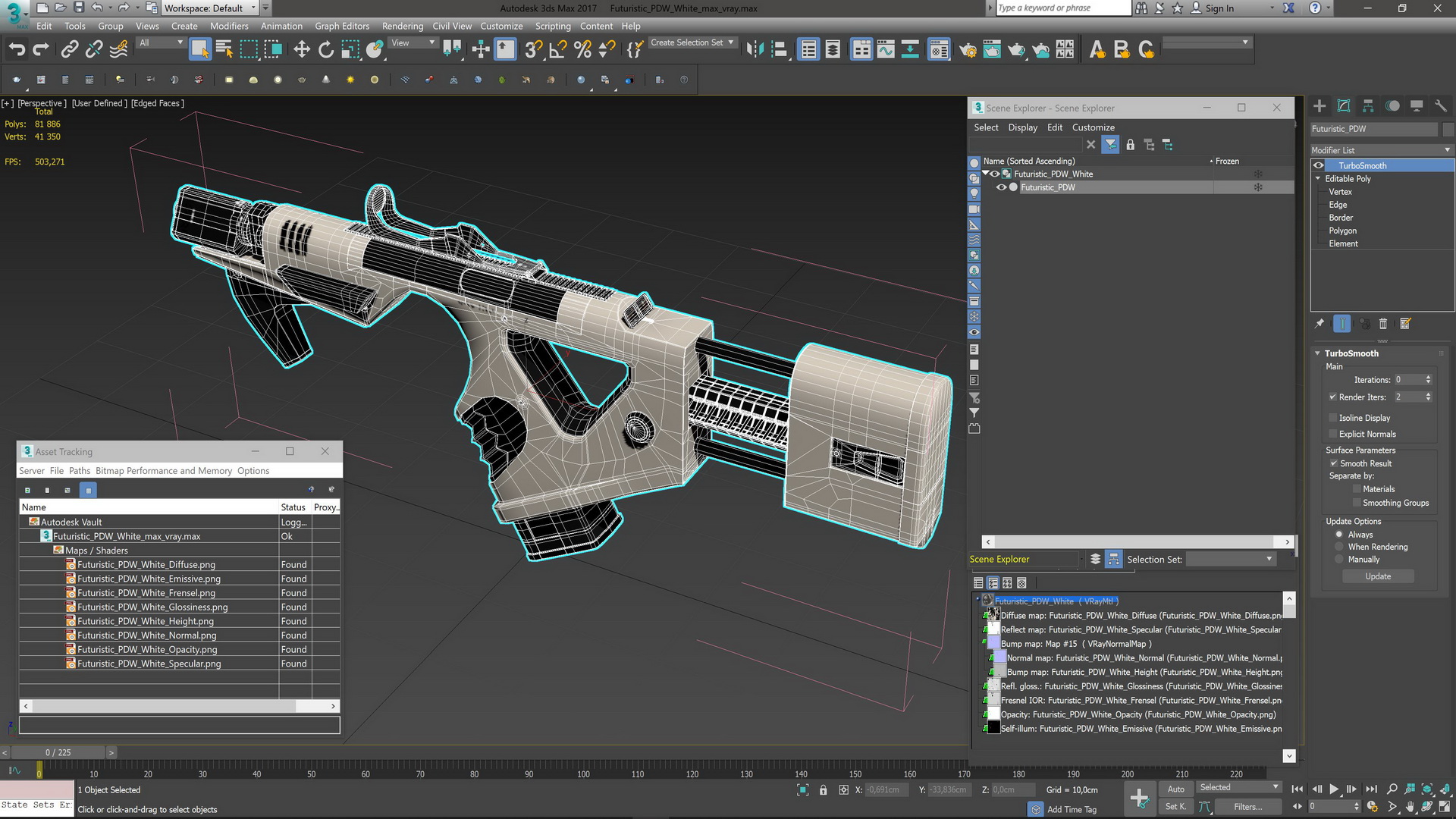 3D model Futuristic PDW White