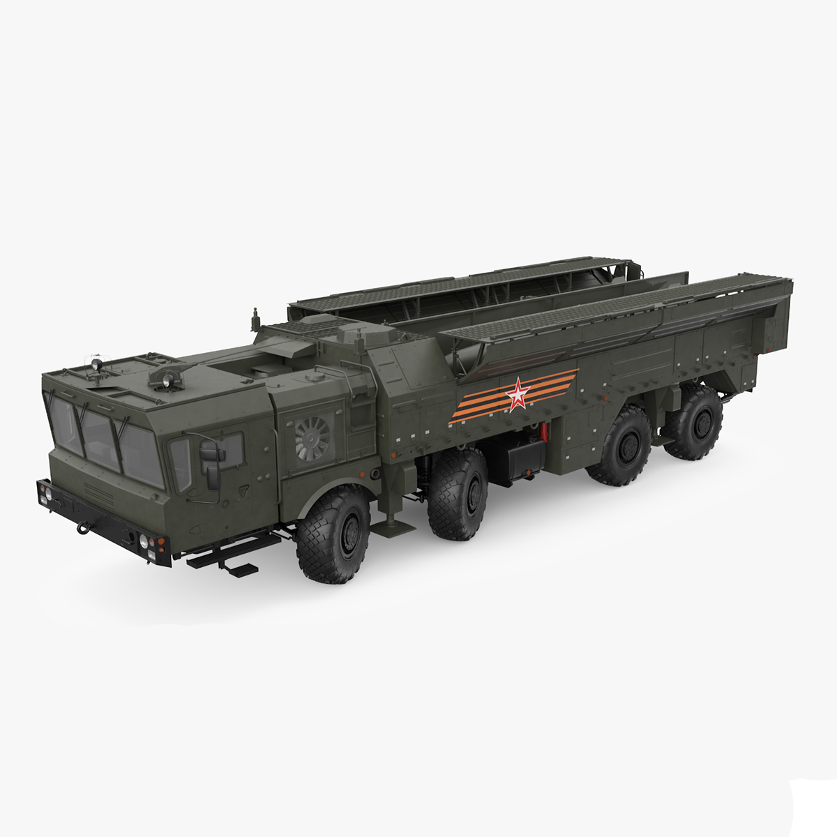 3D model Tactical Missile System Iskander SS-26 Stone Rigged for Cinema 4D