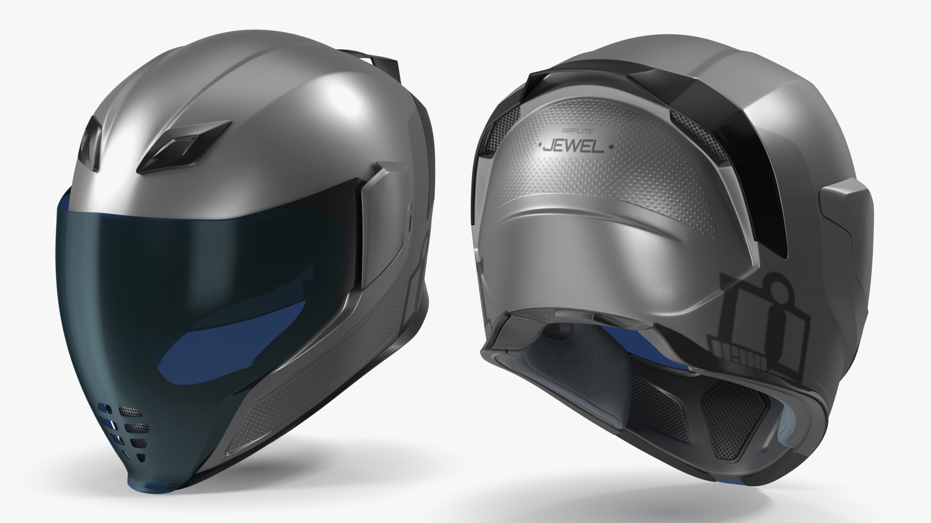 3D Full Face Bike Racing Helmet Grey model