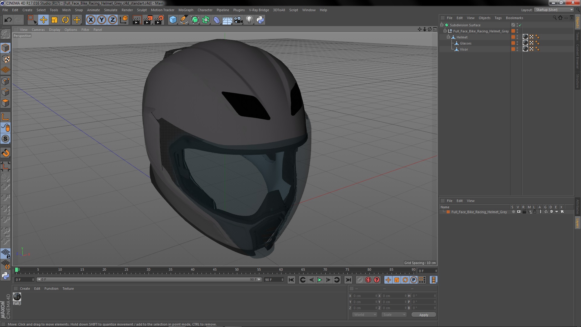 3D Full Face Bike Racing Helmet Grey model