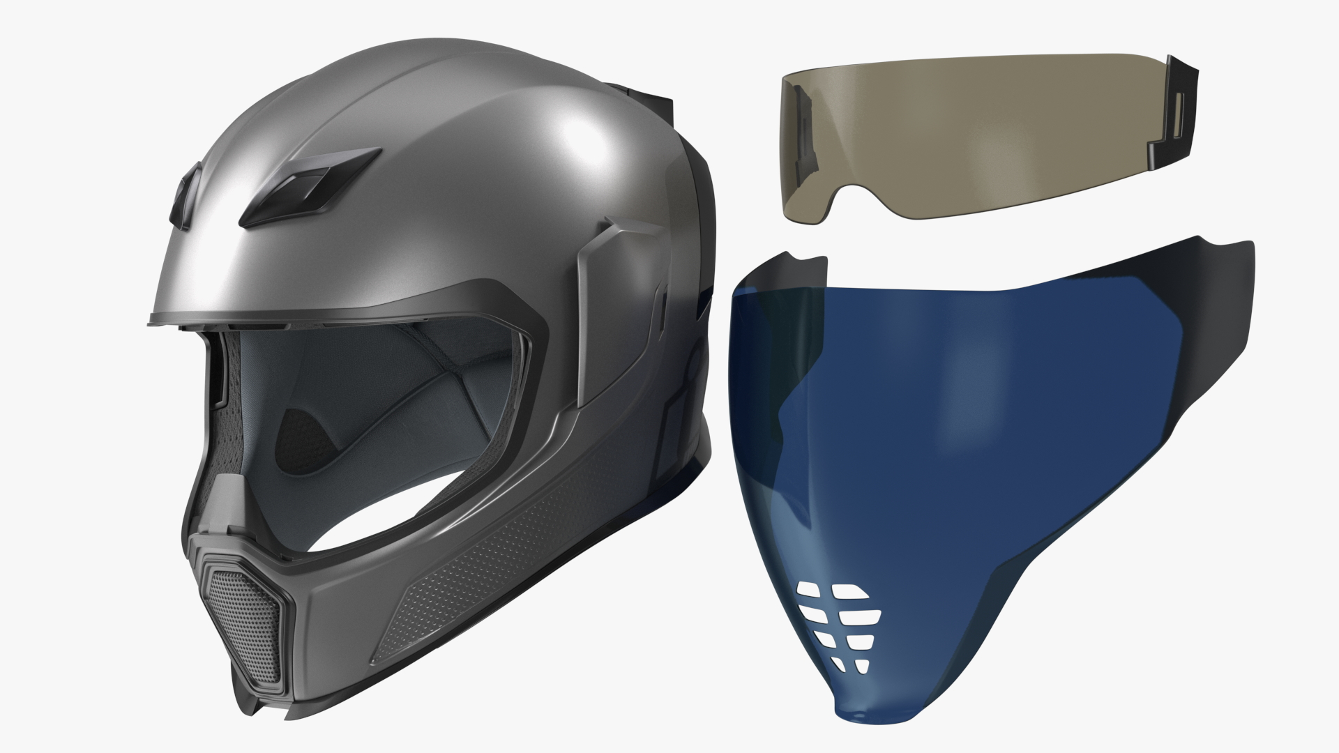 3D Full Face Bike Racing Helmet Grey model
