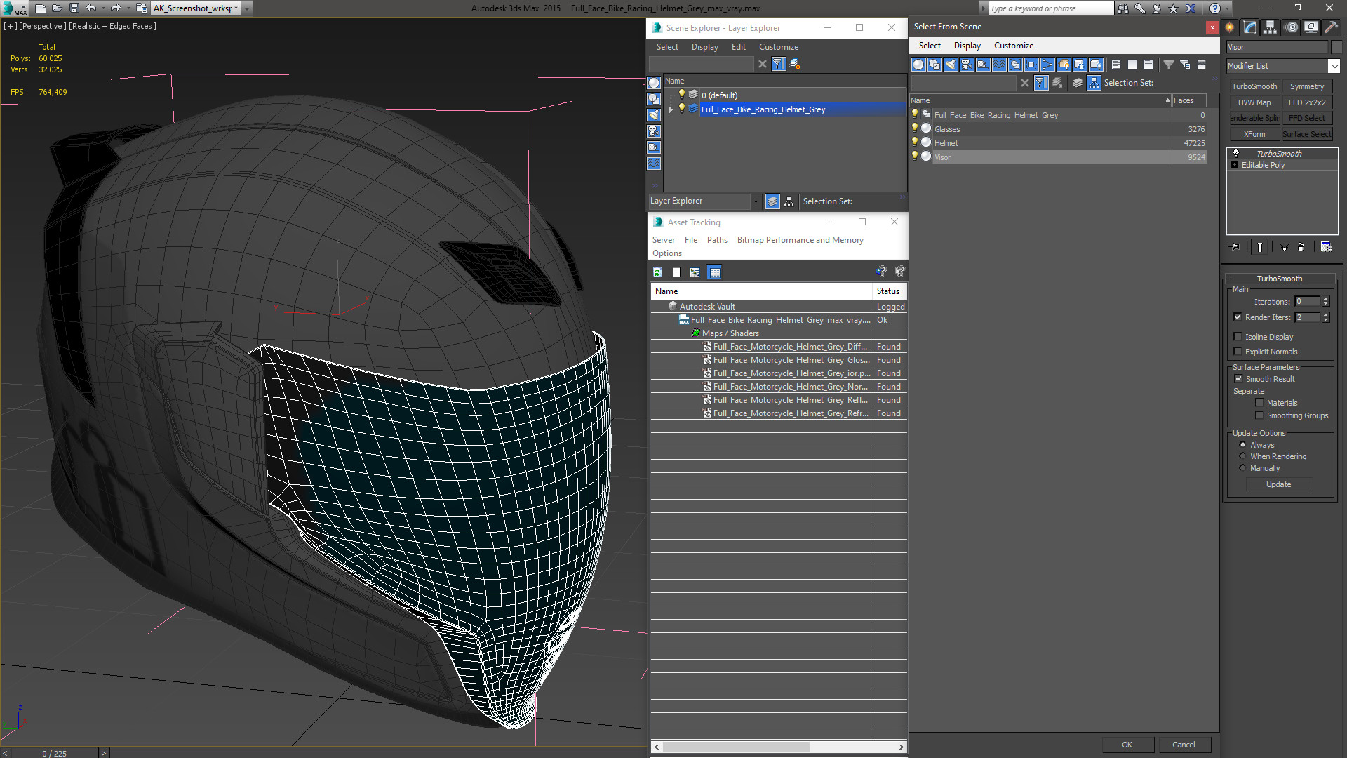 3D Full Face Bike Racing Helmet Grey model