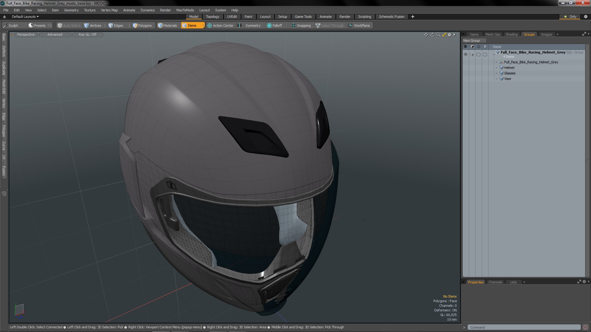 3D Full Face Bike Racing Helmet Grey model