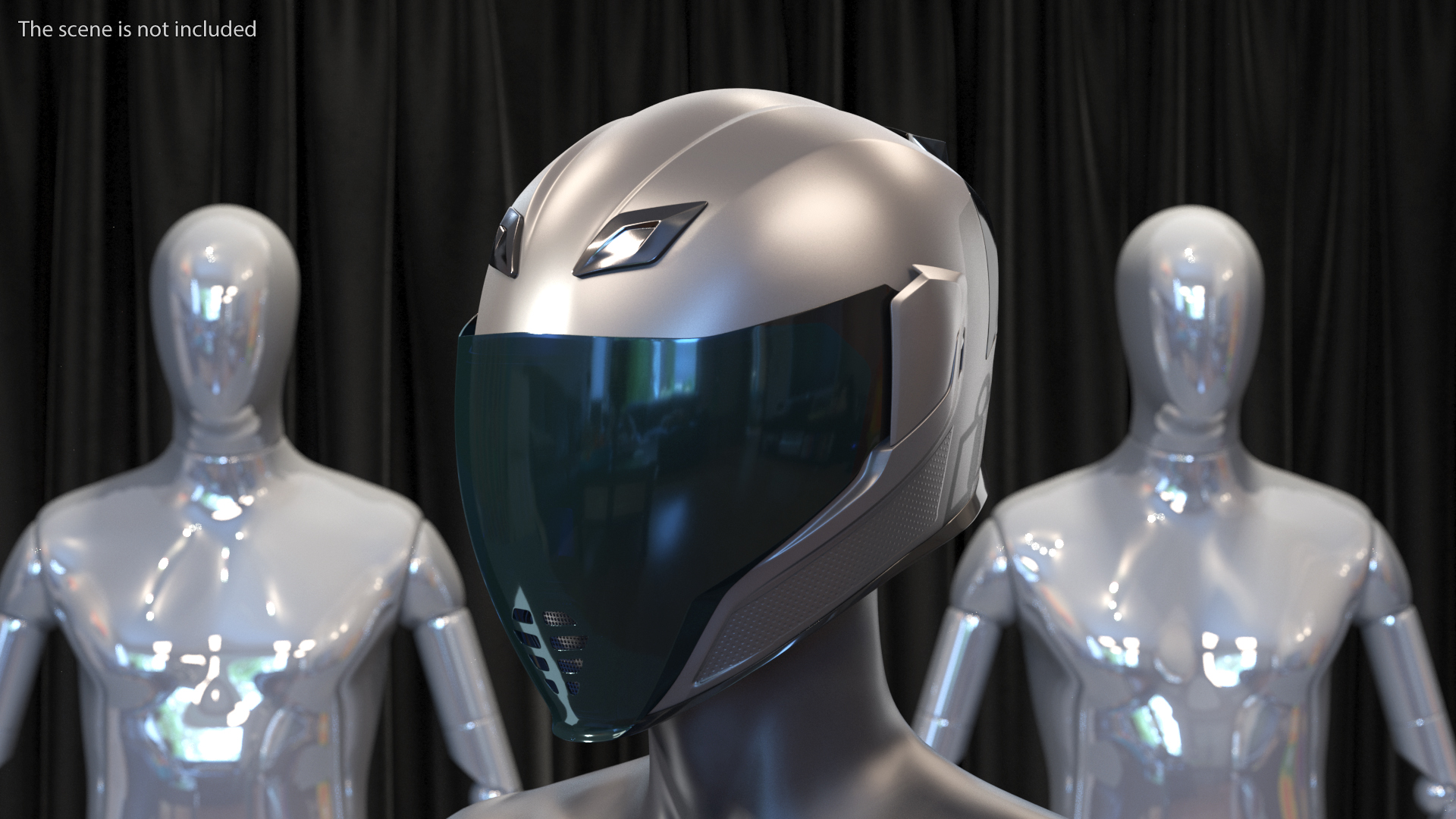 3D Full Face Bike Racing Helmet Grey model