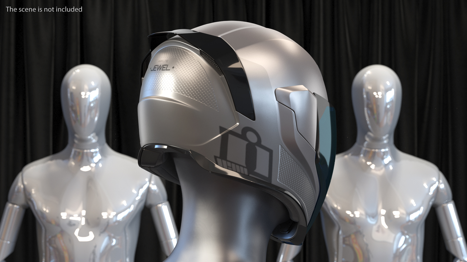 3D Full Face Bike Racing Helmet Grey model