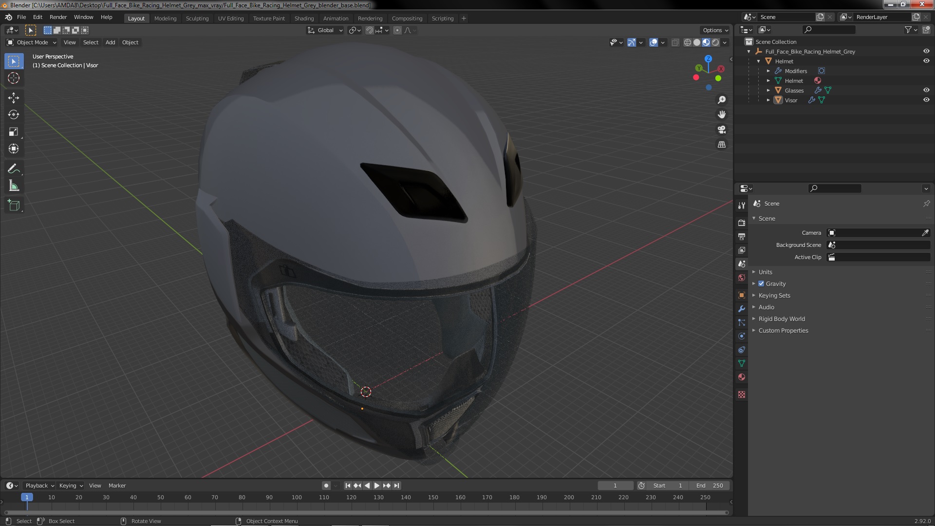 3D Full Face Bike Racing Helmet Grey model