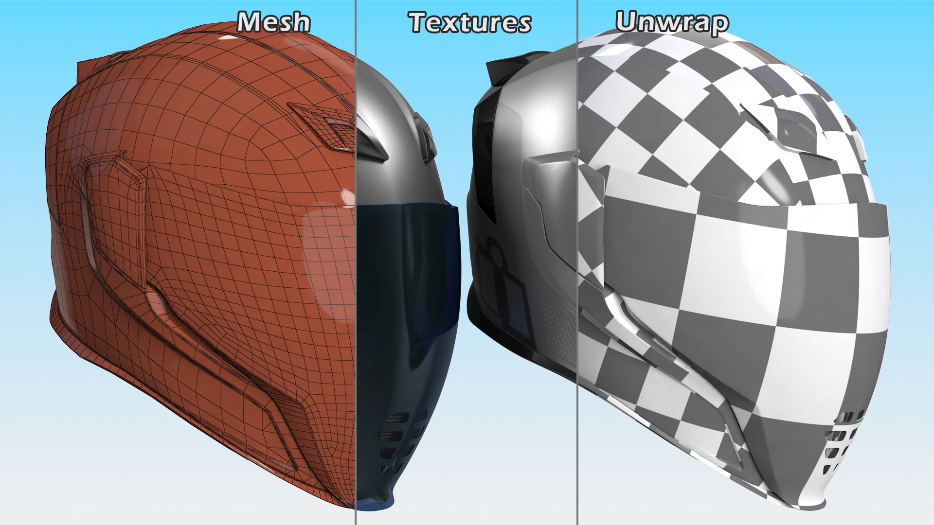 3D Full Face Bike Racing Helmet Grey model