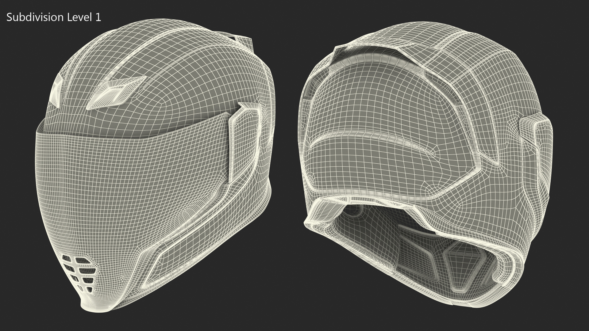 3D Full Face Bike Racing Helmet Grey model