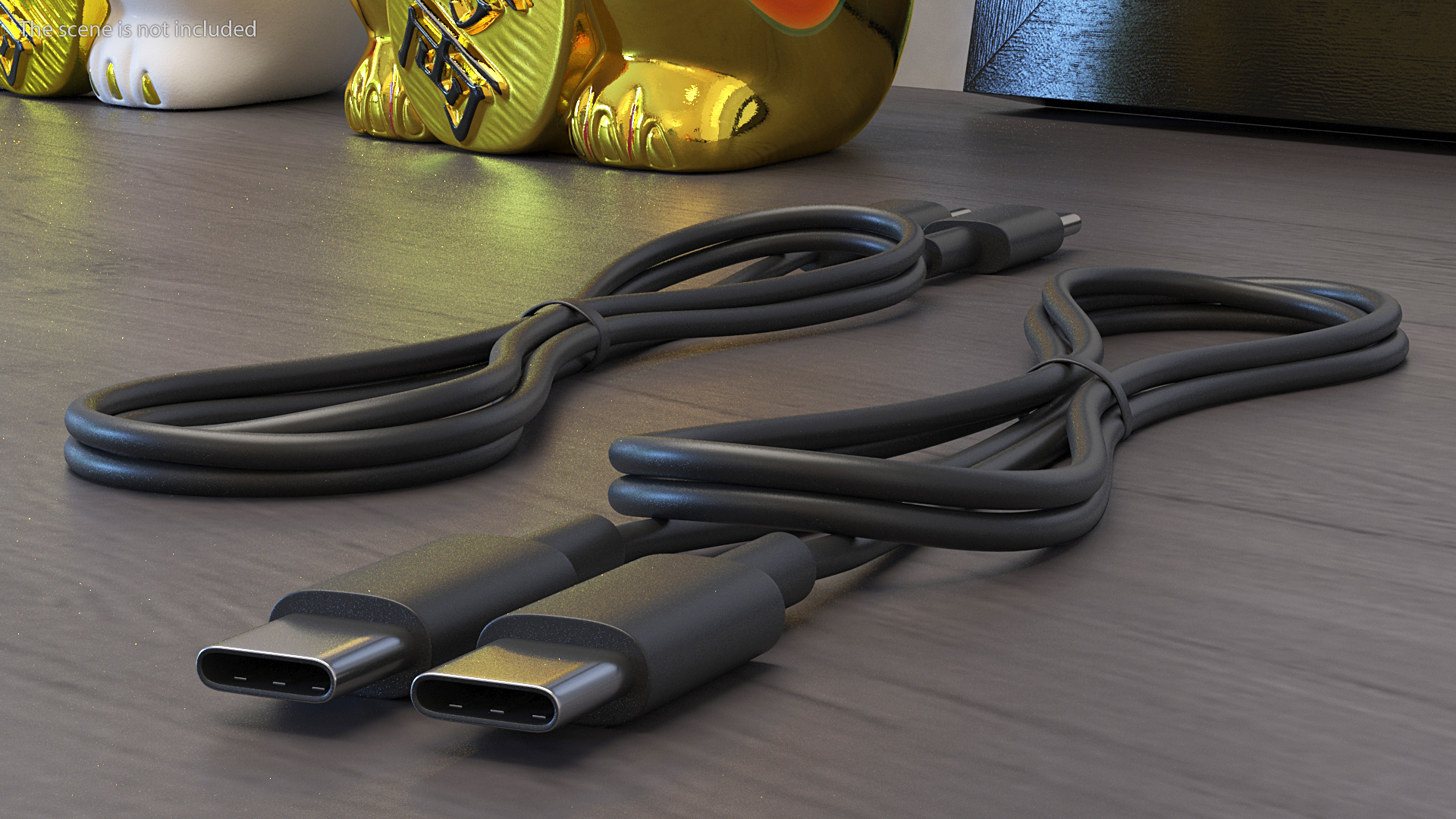 USB Type-C to Type-C Cable Folded Black 3D model