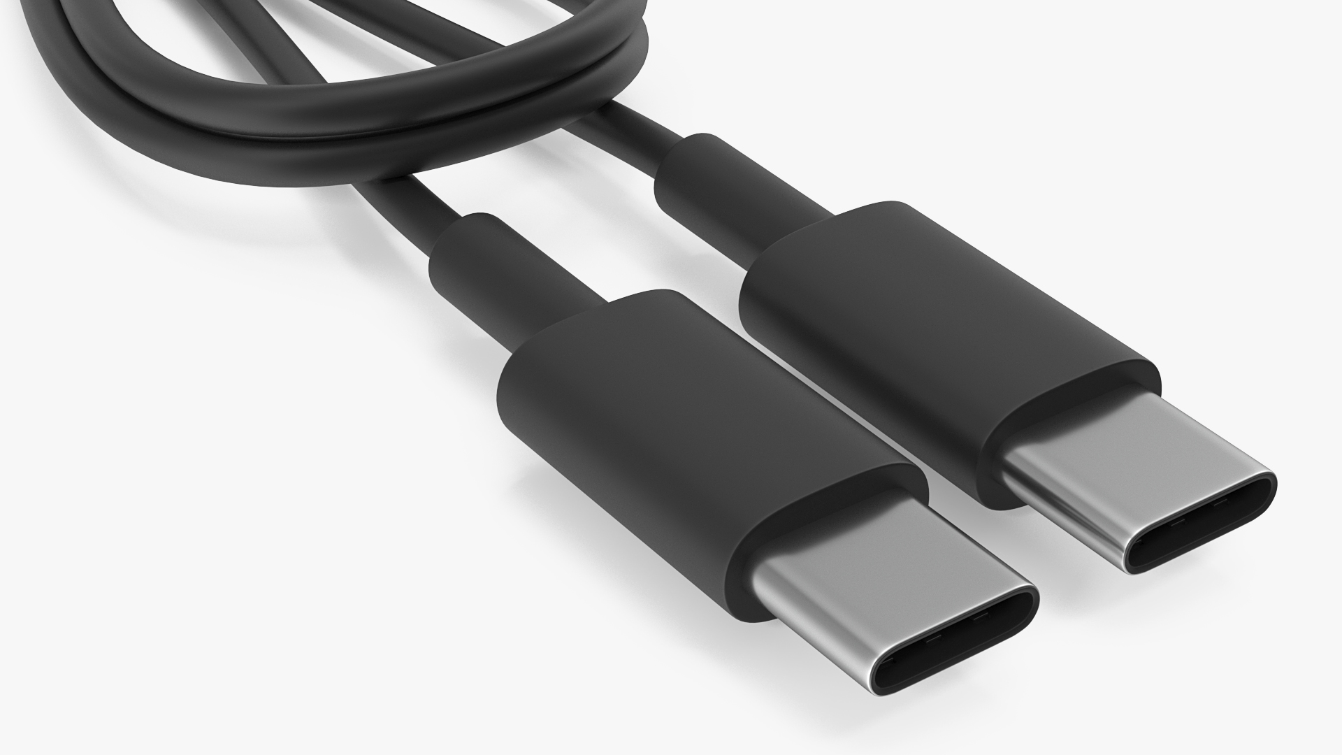 USB Type-C to Type-C Cable Folded Black 3D model