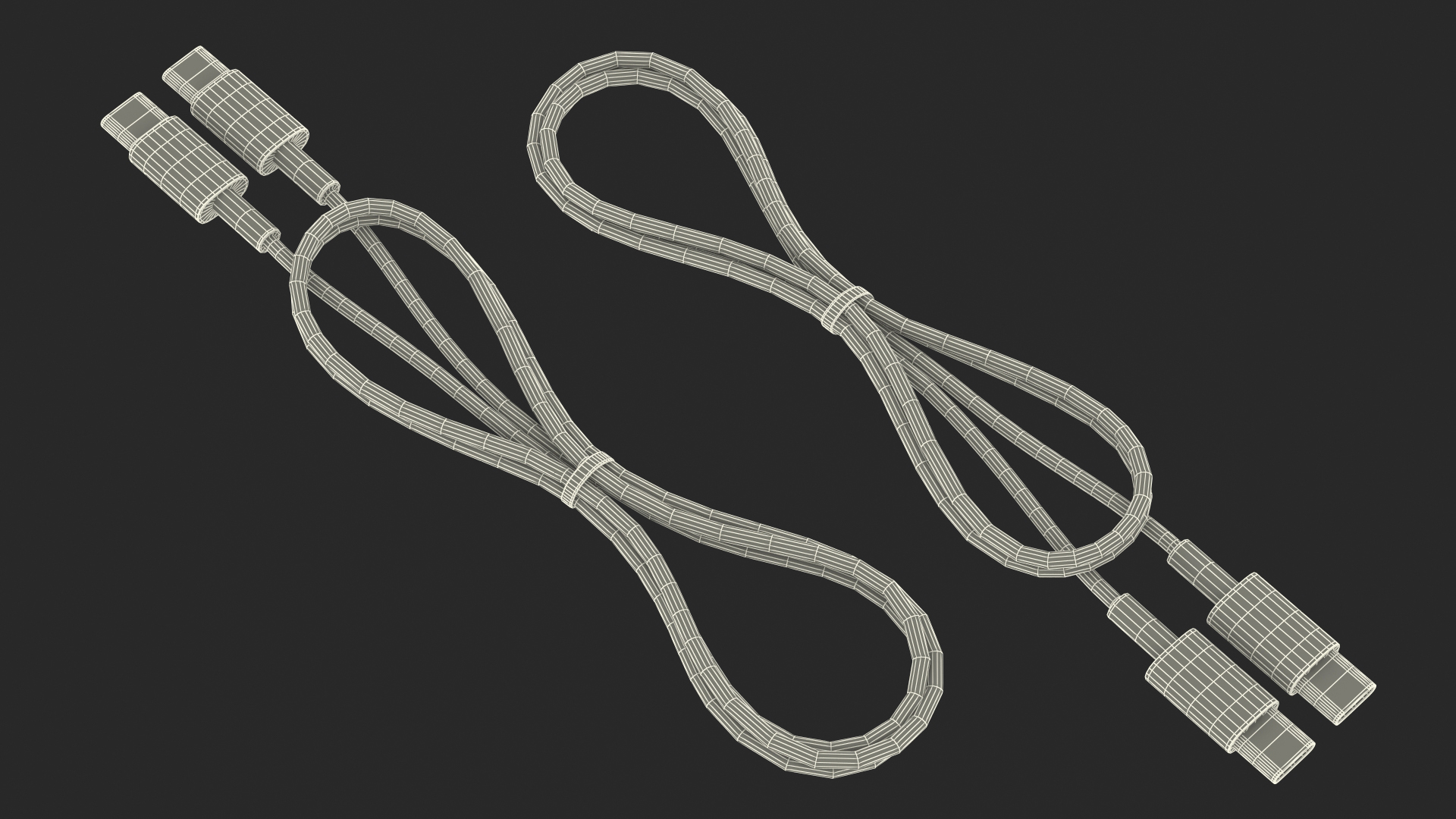USB Type-C to Type-C Cable Folded Black 3D model