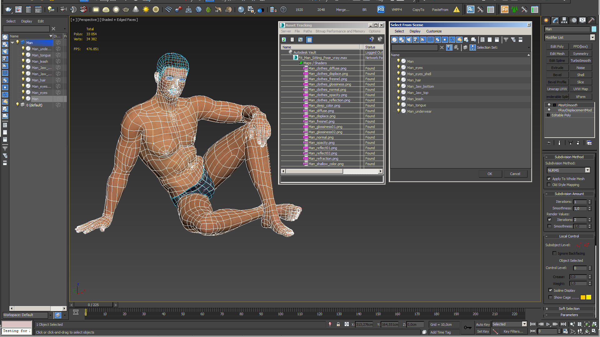 3D model Fit Man Sitting Pose