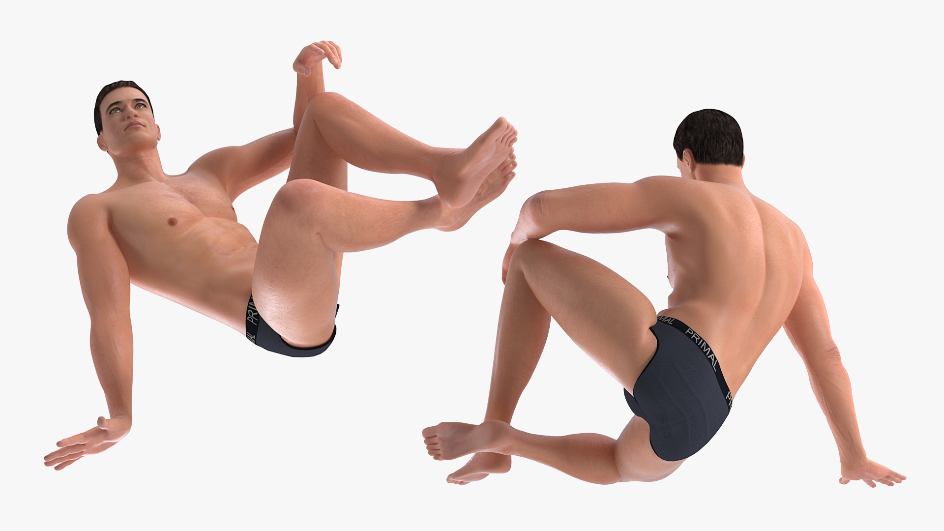 3D model Fit Man Sitting Pose