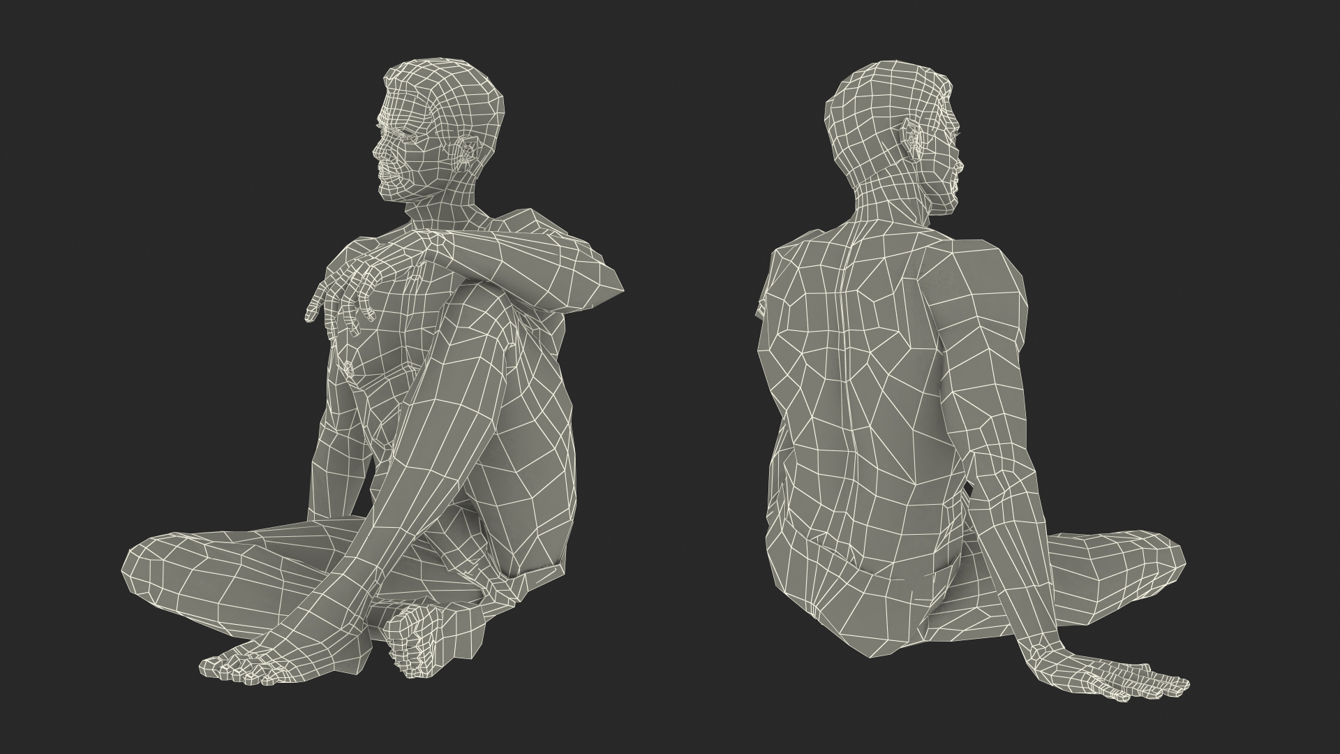 3D model Fit Man Sitting Pose