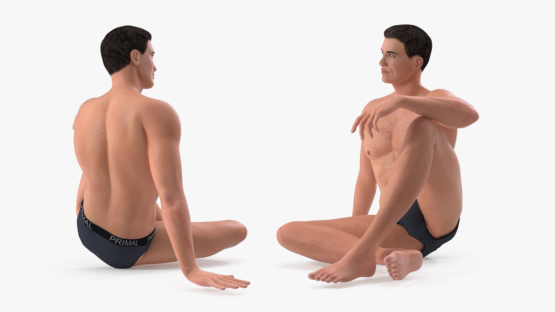 3D model Fit Man Sitting Pose