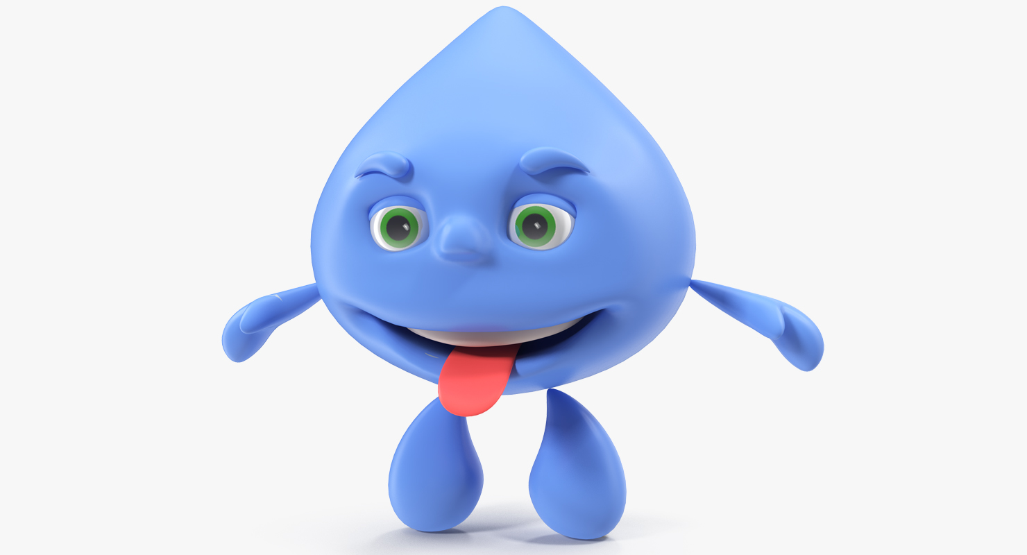 3D model Water Drop Cartoon Mascot