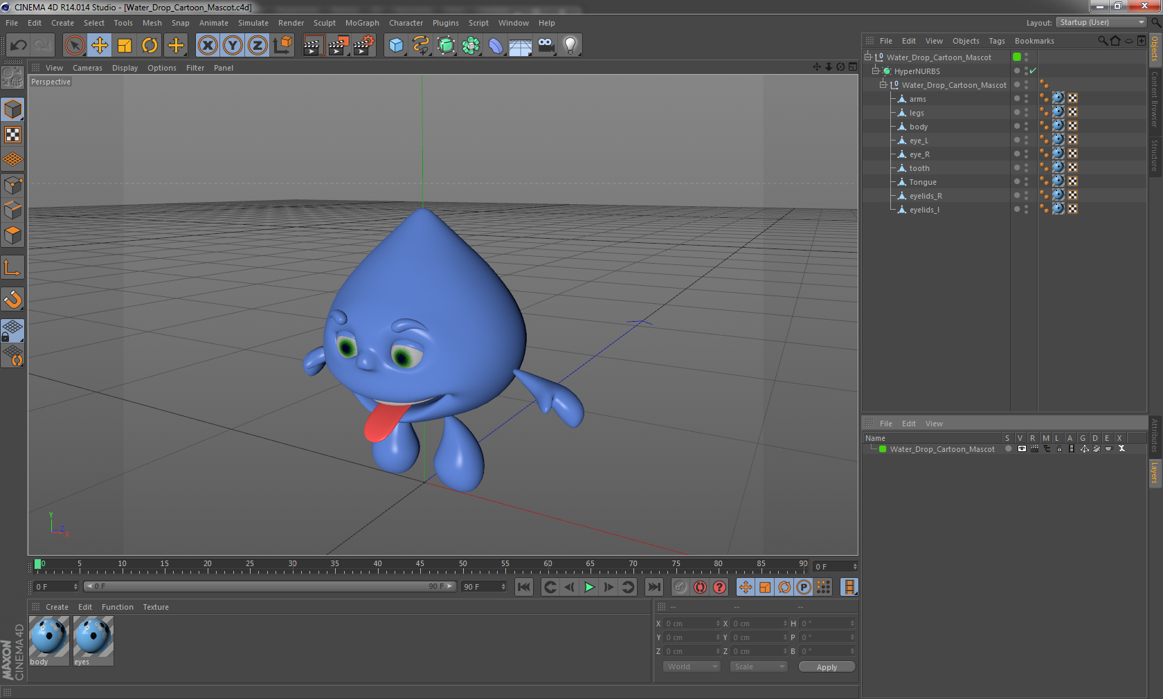 3D model Water Drop Cartoon Mascot