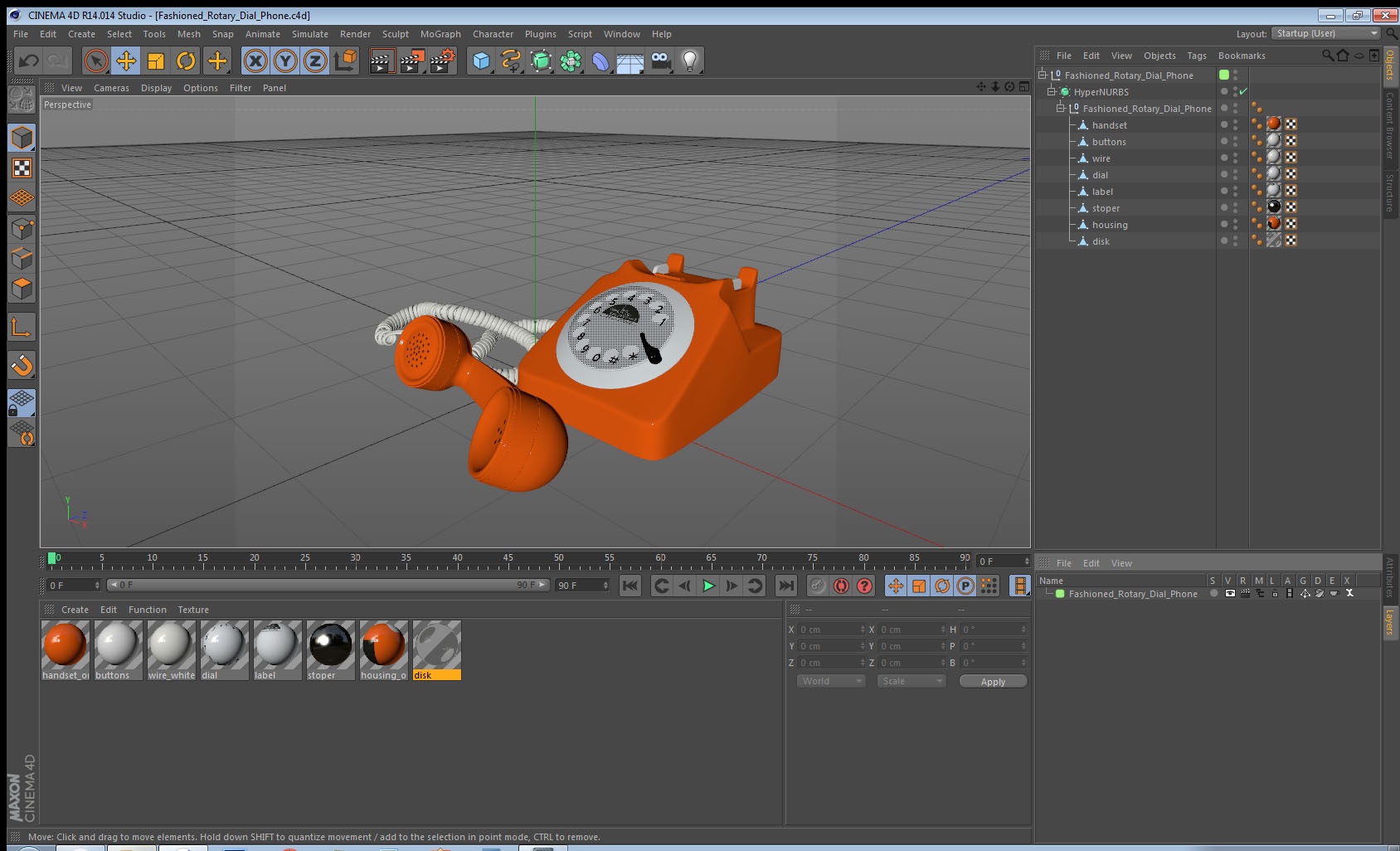 Fashioned Rotary Dial Phone 3D