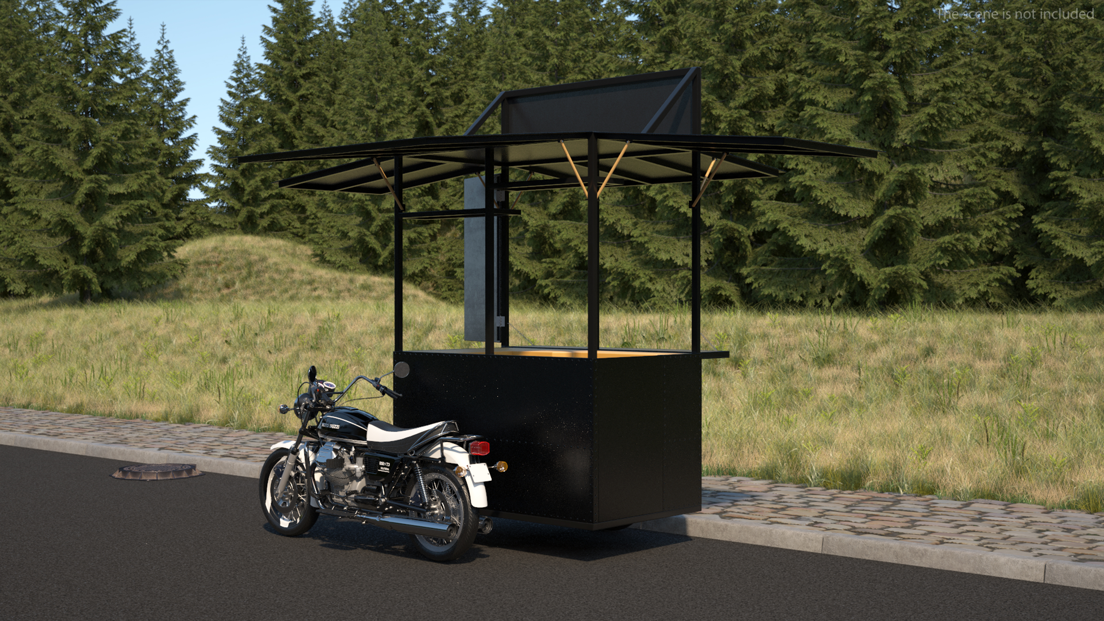 3D model Coffee Vendor Kiosk Empty with Bike