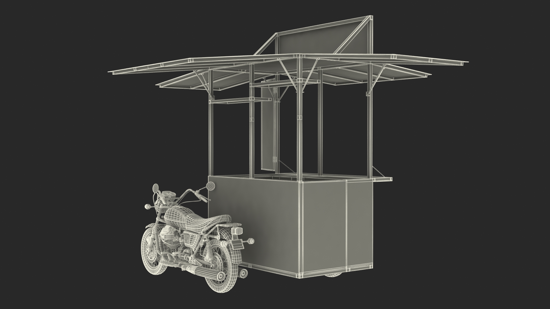 3D model Coffee Vendor Kiosk Empty with Bike
